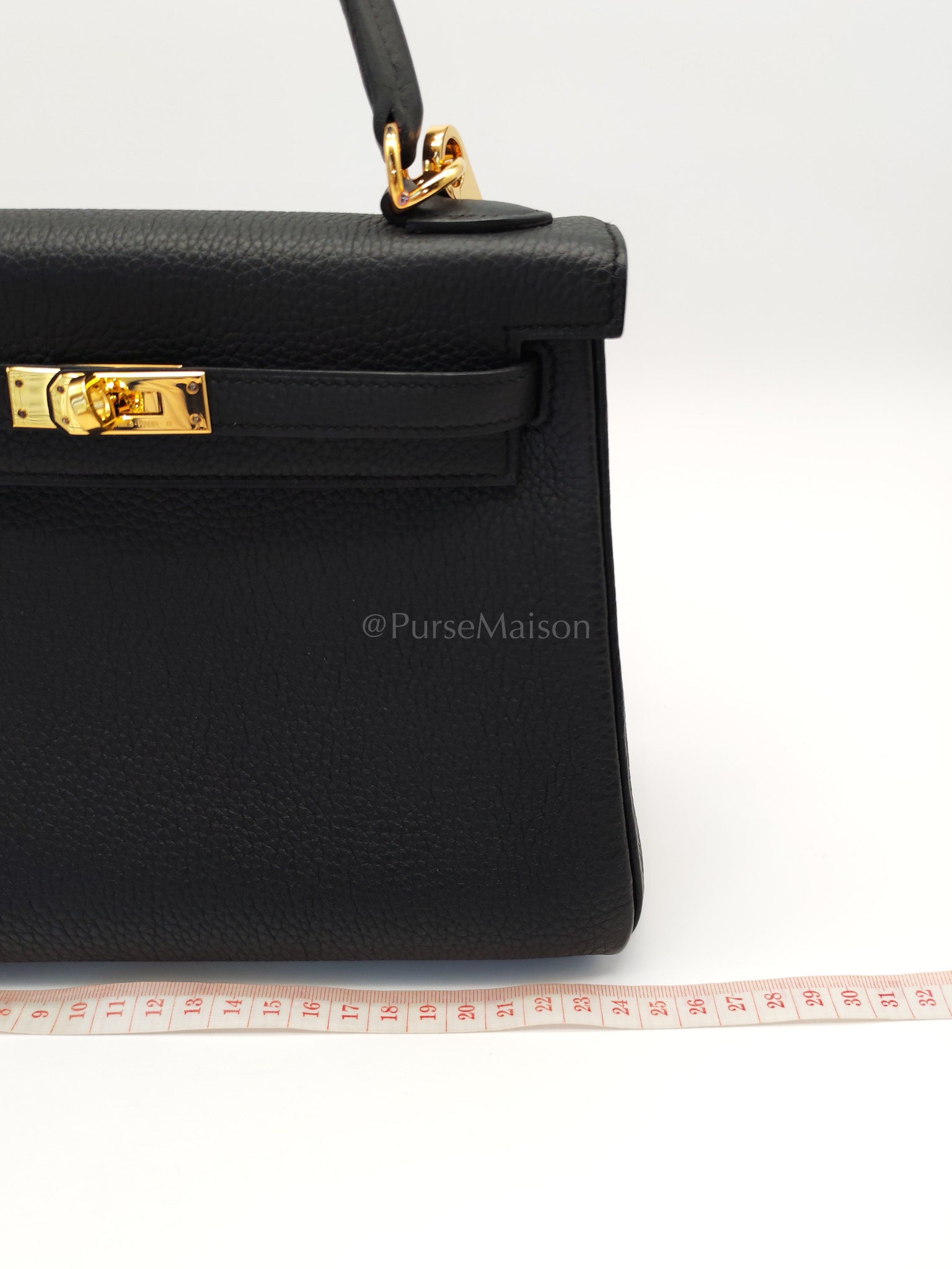 Kelly 25 Retourne Black in Togo Leather and Gold Hardware Stamp B (2023) | Purse Maison Luxury Bags Shop