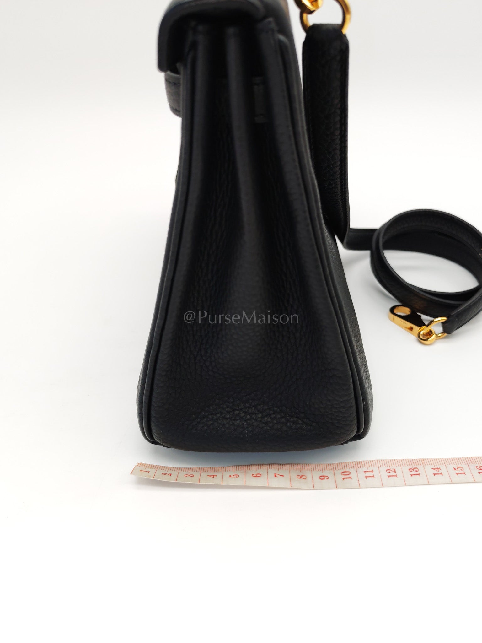 Kelly 25 Retourne Black in Togo Leather and Gold Hardware Stamp B (2023) | Purse Maison Luxury Bags Shop