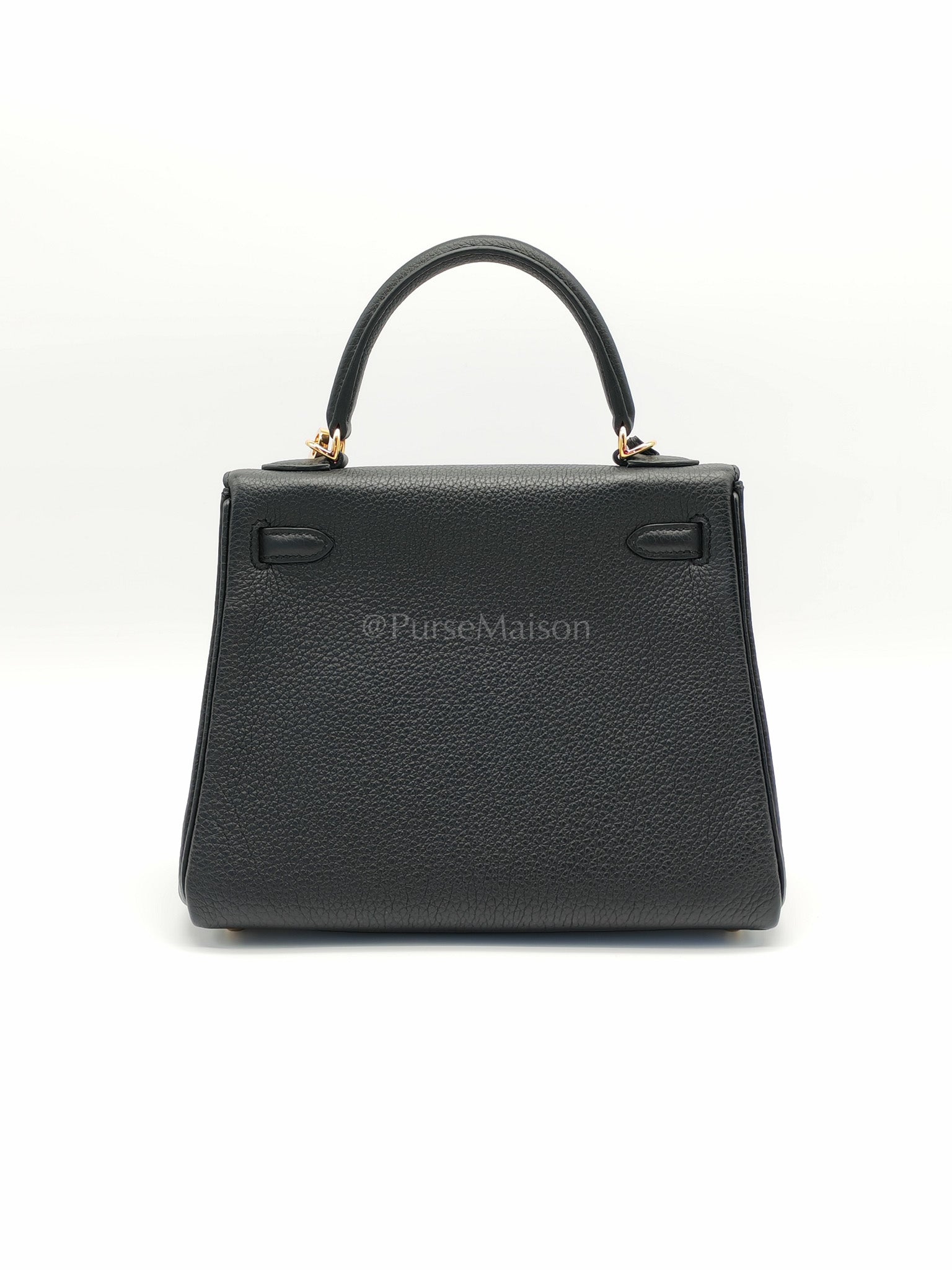 Kelly 25 Retourne Black in Togo Leather and Gold Hardware Stamp B (2023) | Purse Maison Luxury Bags Shop