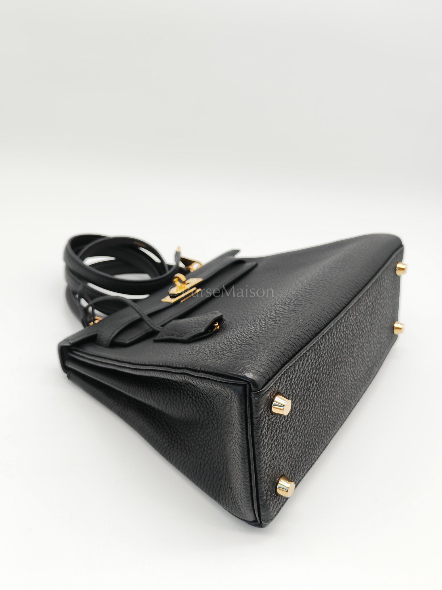 Kelly 25 Retourne Black in Togo Leather and Gold Hardware Stamp B (2023) | Purse Maison Luxury Bags Shop