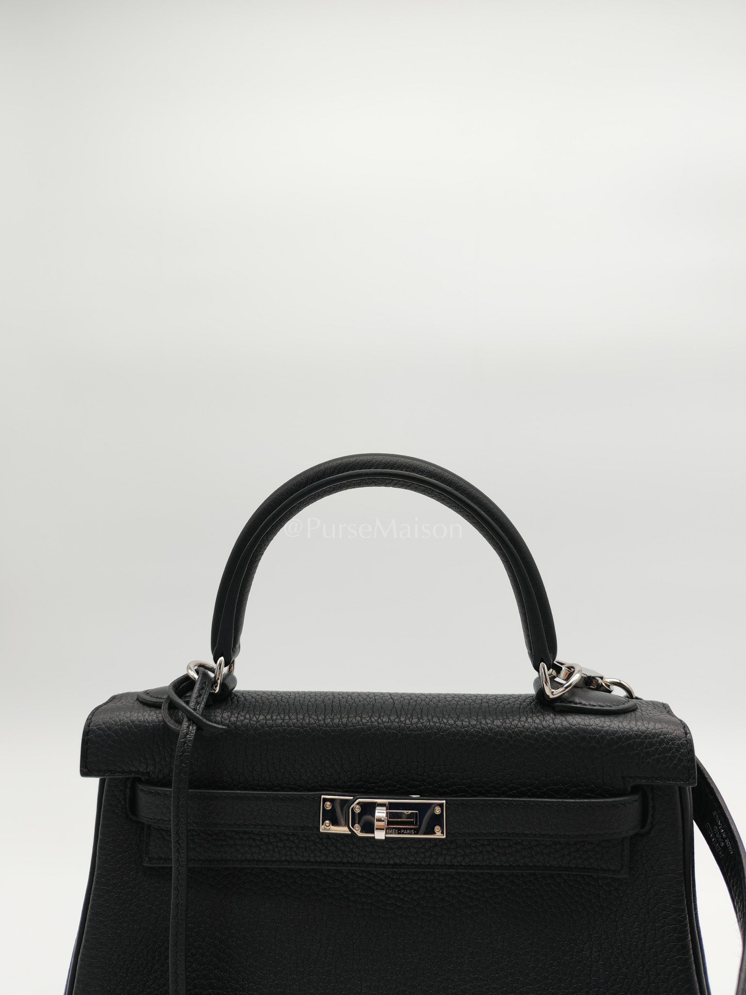Kelly 25 Retourne in Black Togo Leather Palladium Hardware Stamp B(2023) | Purse Maison Luxury Bags Shop