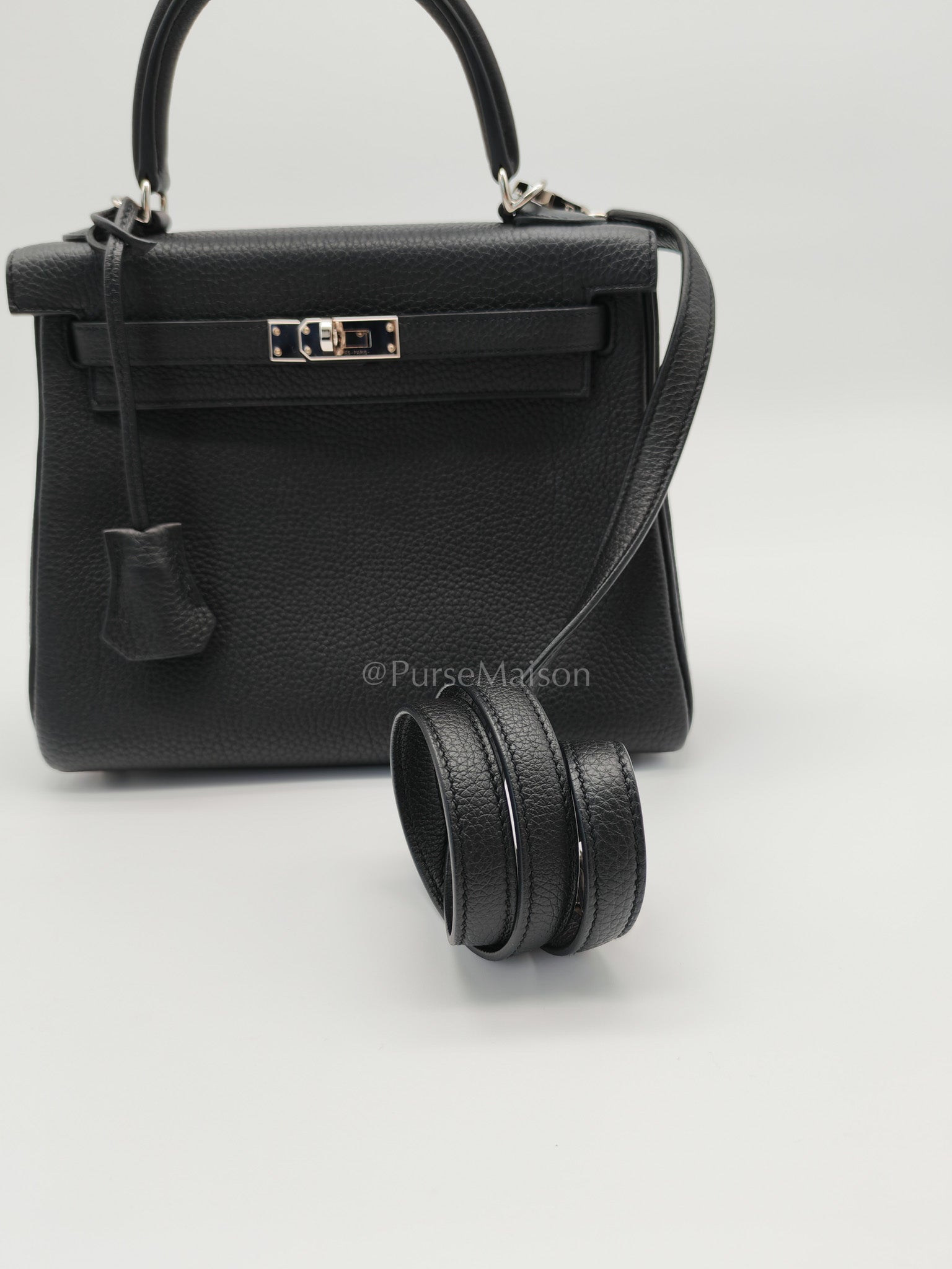 Kelly 25 Retourne in Black Togo Leather Palladium Hardware Stamp B(2023) | Purse Maison Luxury Bags Shop
