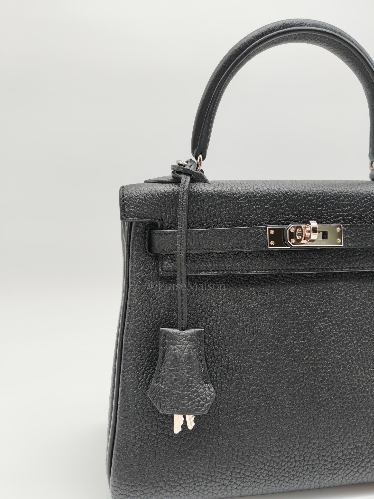 Kelly 25 Retourne in Black Togo Leather Palladium Hardware Stamp B(2023) | Purse Maison Luxury Bags Shop