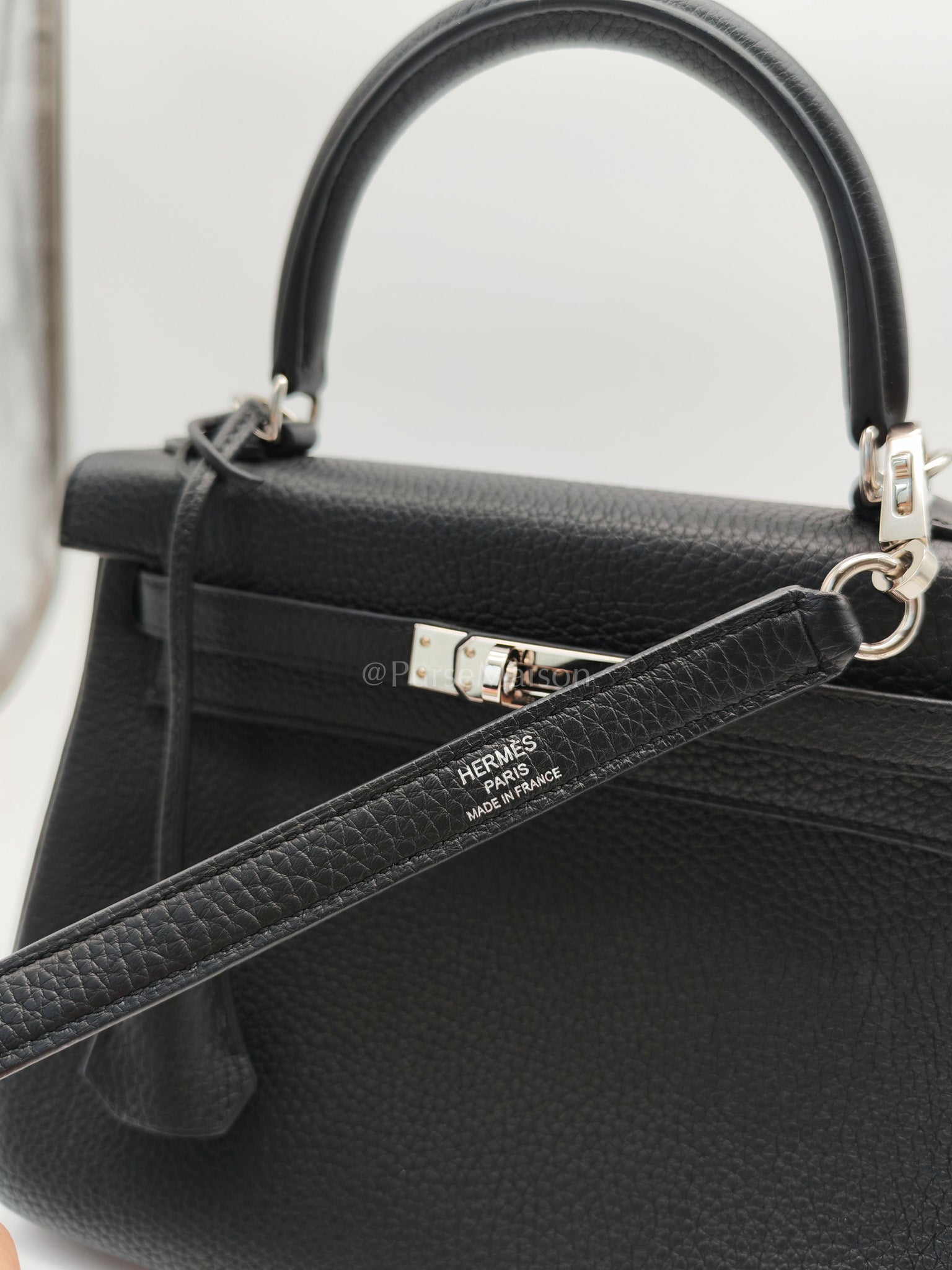 Kelly 25 Retourne in Black Togo Leather Palladium Hardware Stamp B(2023) | Purse Maison Luxury Bags Shop