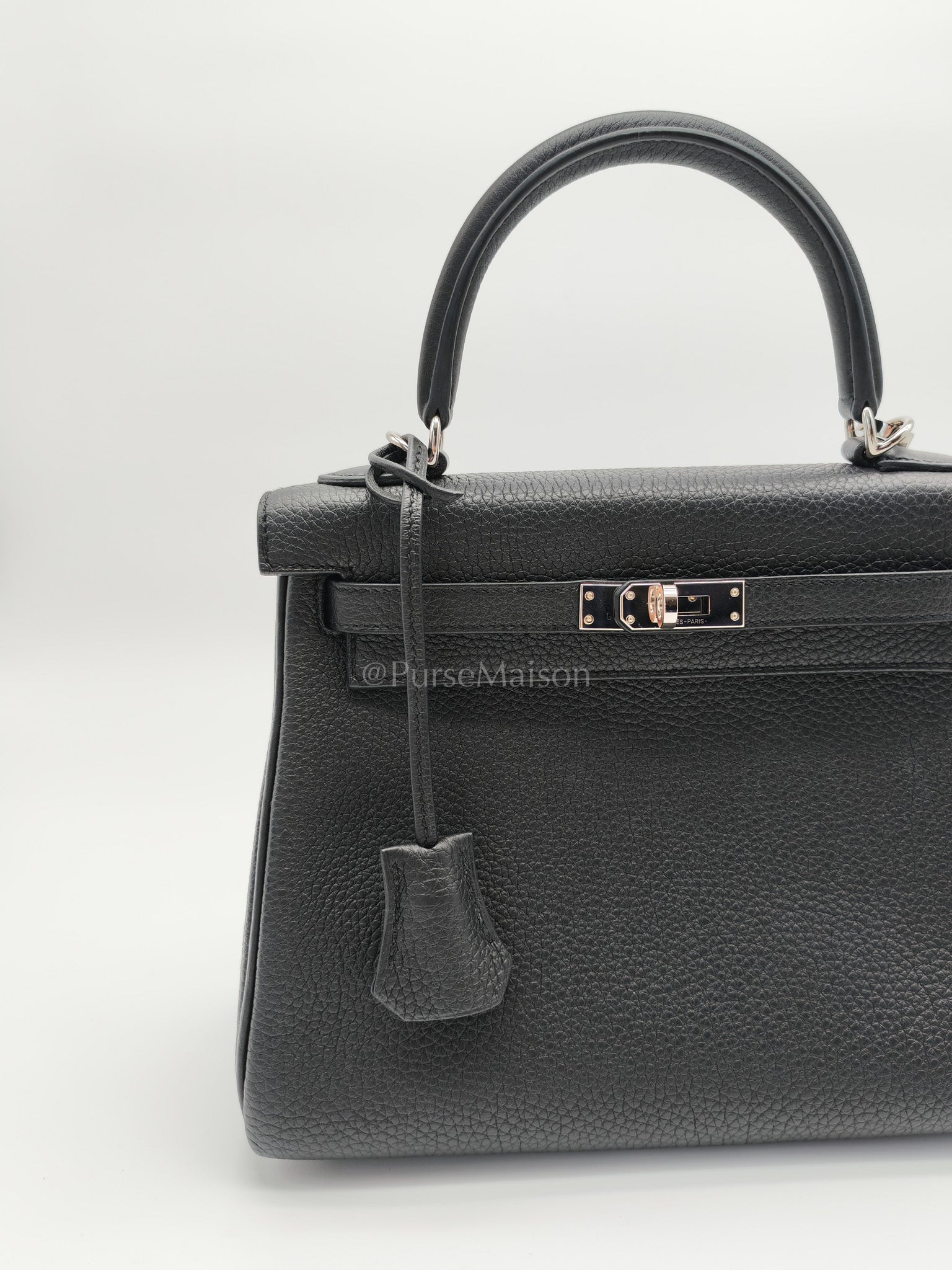 Kelly 25 Retourne in Black Togo Leather Palladium Hardware Stamp B(2023) | Purse Maison Luxury Bags Shop
