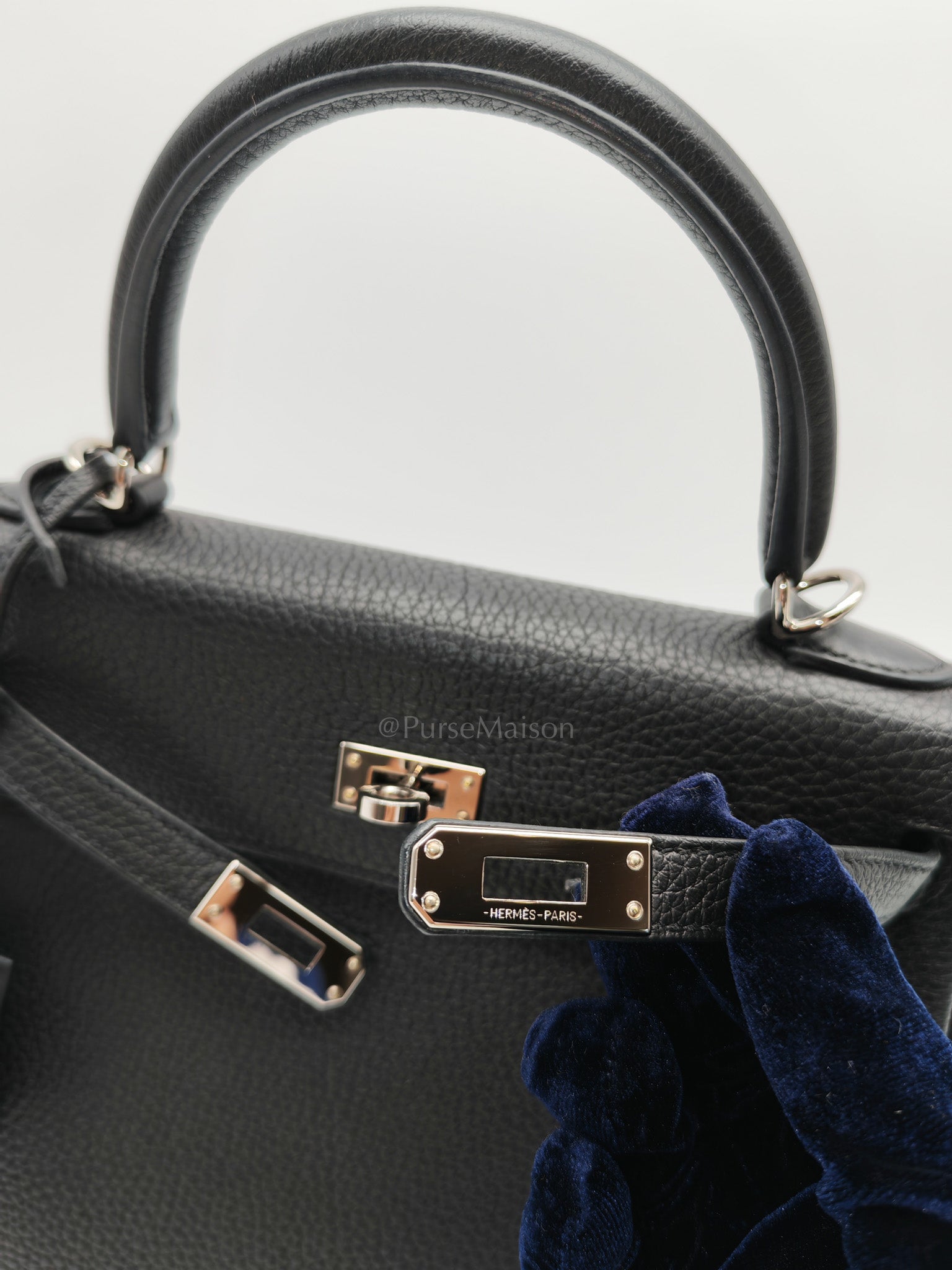 Kelly 25 Retourne in Black Togo Leather Palladium Hardware Stamp B(2023) | Purse Maison Luxury Bags Shop