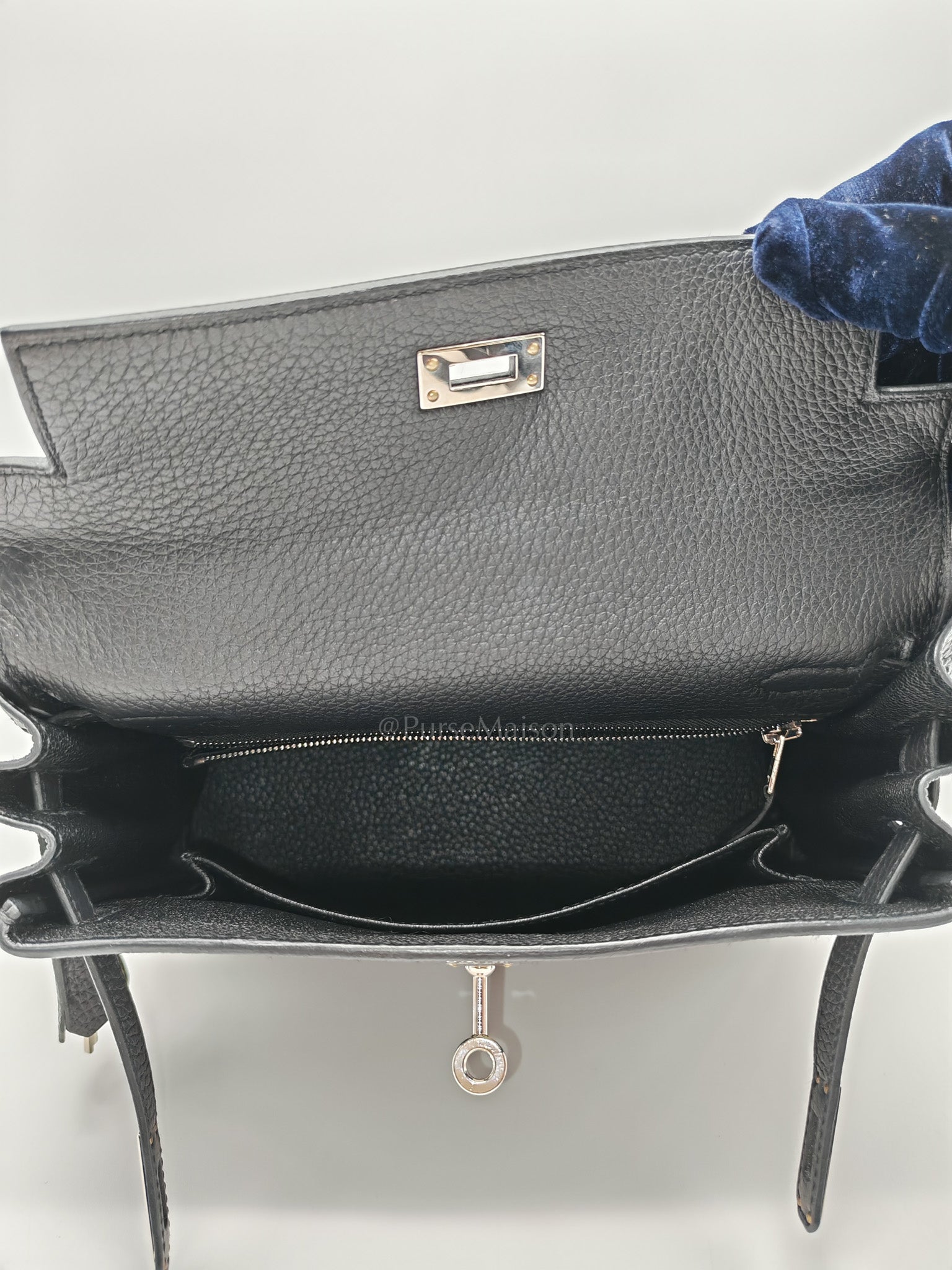Kelly 25 Retourne in Black Togo Leather Palladium Hardware Stamp B(2023) | Purse Maison Luxury Bags Shop