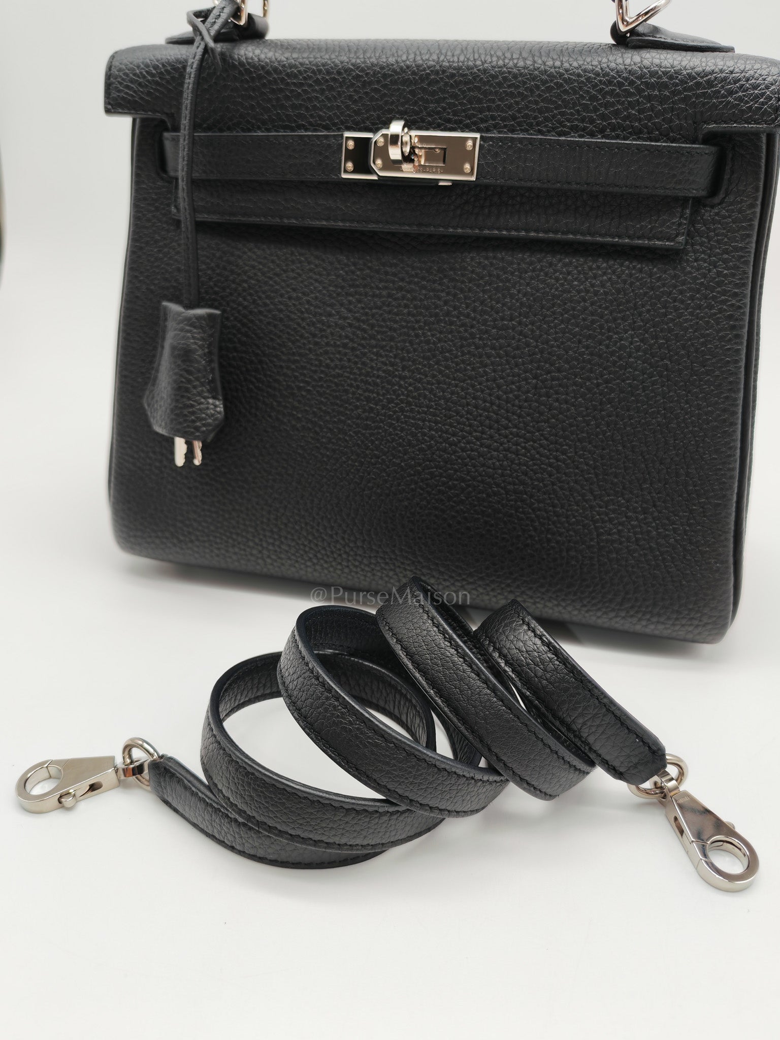 Kelly 25 Retourne in Black Togo Leather Palladium Hardware Stamp B(2023) | Purse Maison Luxury Bags Shop