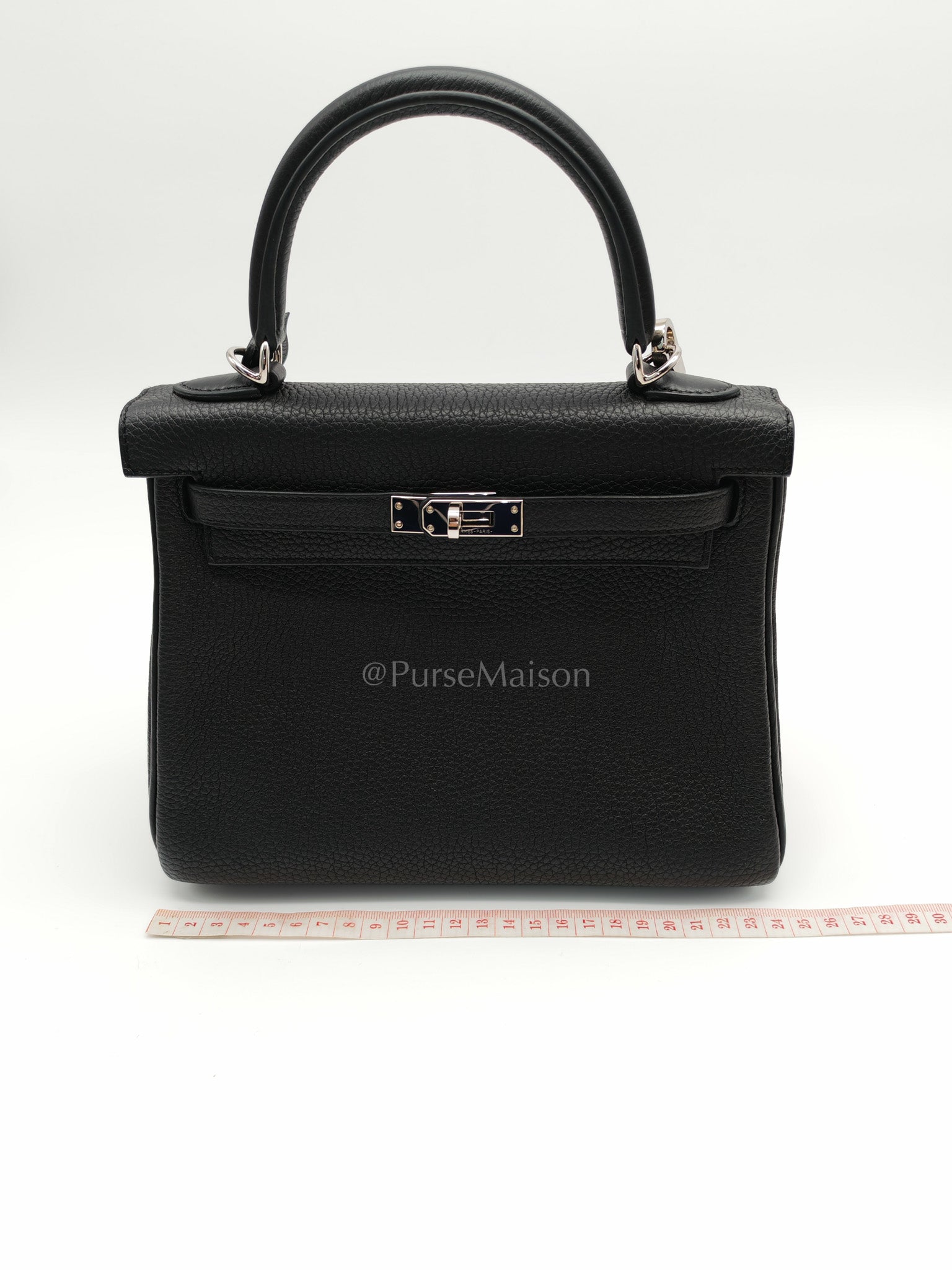 Kelly 25 Retourne in Black Togo Leather Palladium Hardware Stamp B(2023) | Purse Maison Luxury Bags Shop