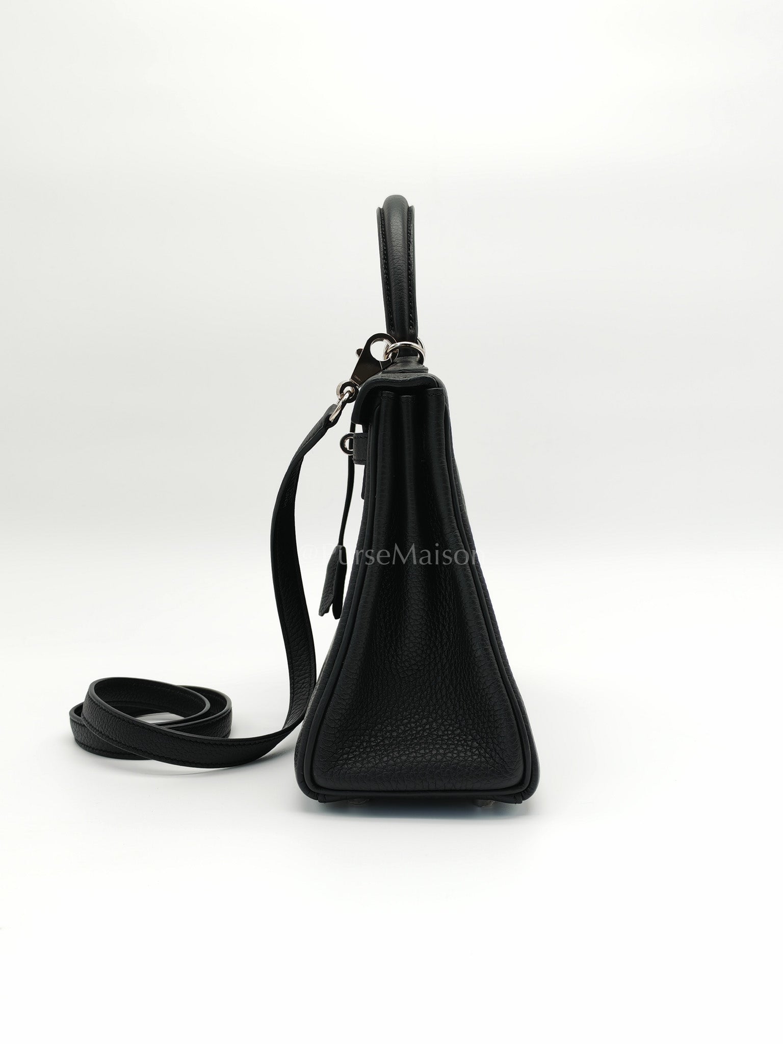 Kelly 25 Retourne in Black Togo Leather Palladium Hardware Stamp B(2023) | Purse Maison Luxury Bags Shop