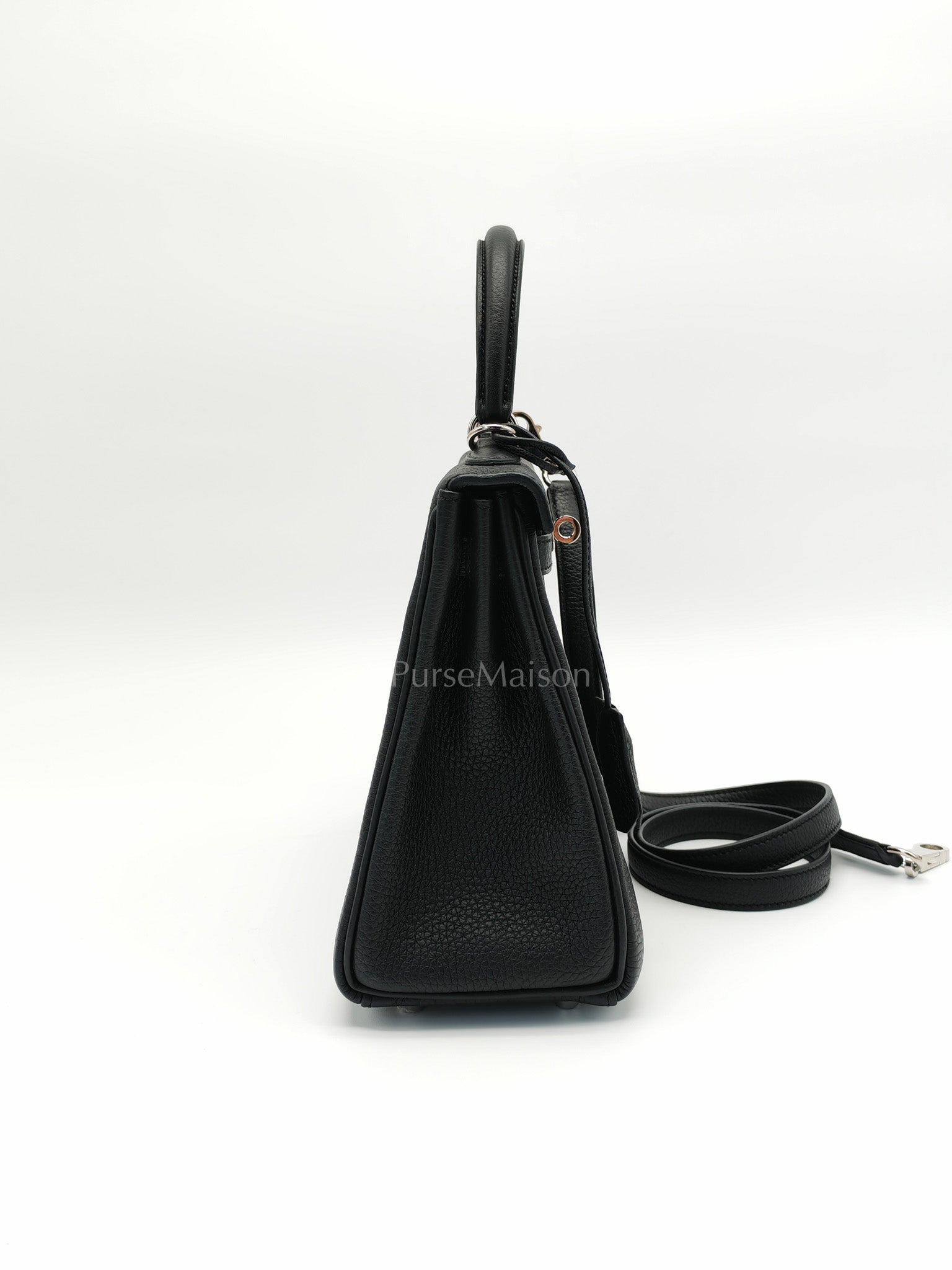 Kelly 25 Retourne in Black Togo Leather Palladium Hardware Stamp B(2023) | Purse Maison Luxury Bags Shop