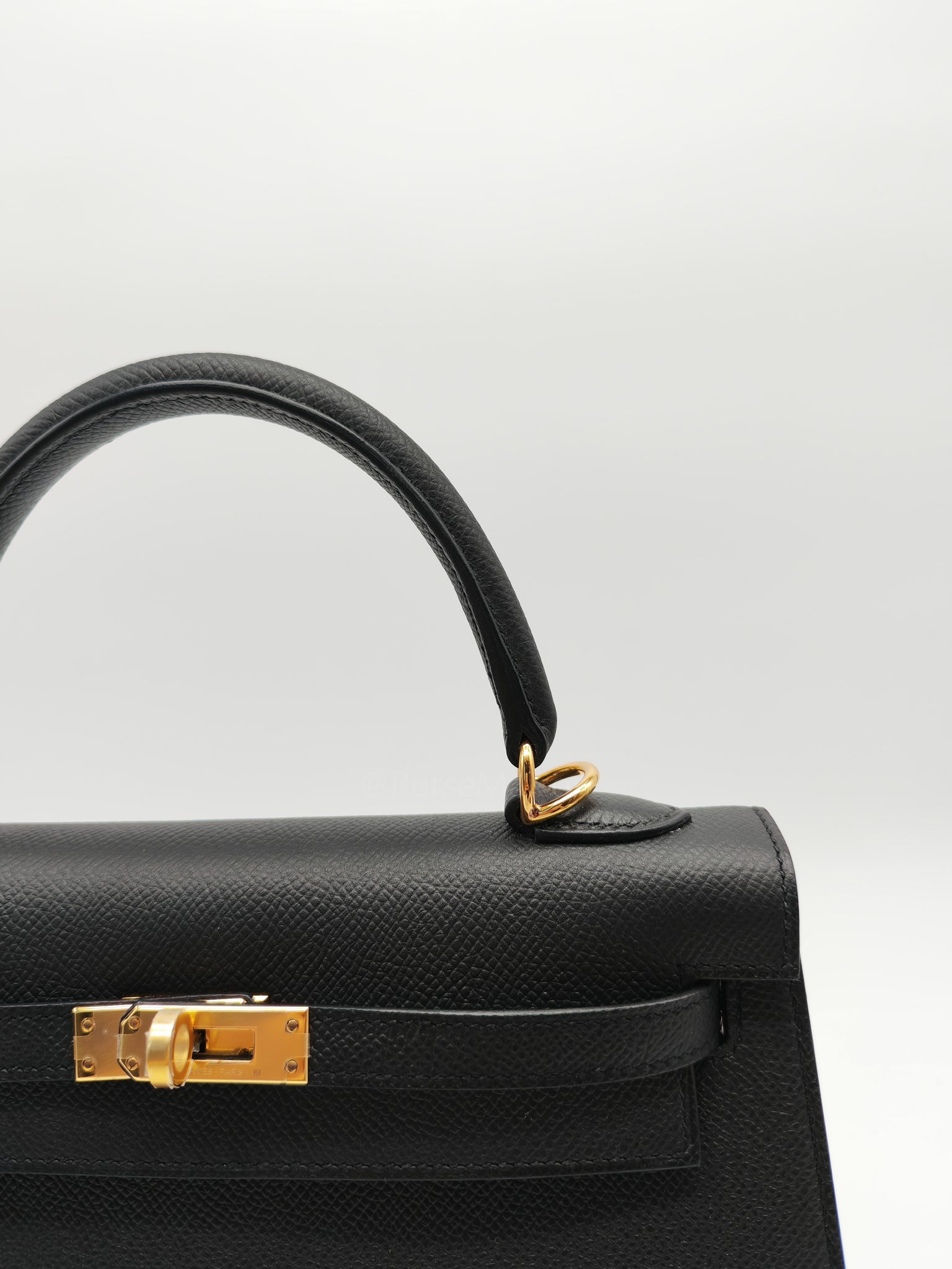 Kelly 25 Sellier Black/Noir Epsom Leather in Gold Hardware Stamp B(2023) | Purse Maison Luxury Bags Shop