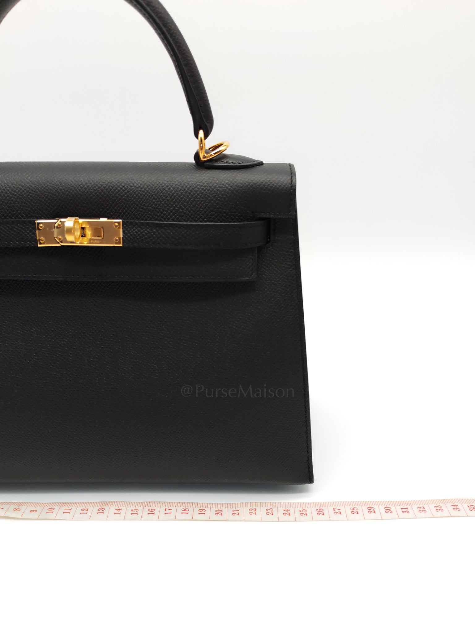 Kelly 25 Sellier Black/Noir Epsom Leather in Gold Hardware Stamp B(2023) | Purse Maison Luxury Bags Shop