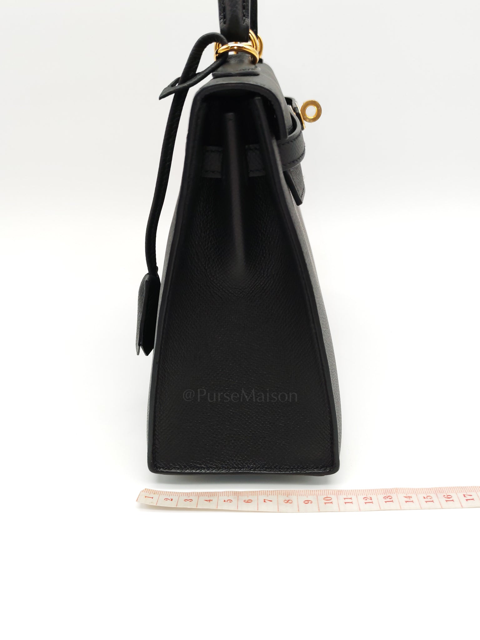 Kelly 25 Sellier Black/Noir Epsom Leather in Gold Hardware Stamp B(2023) | Purse Maison Luxury Bags Shop