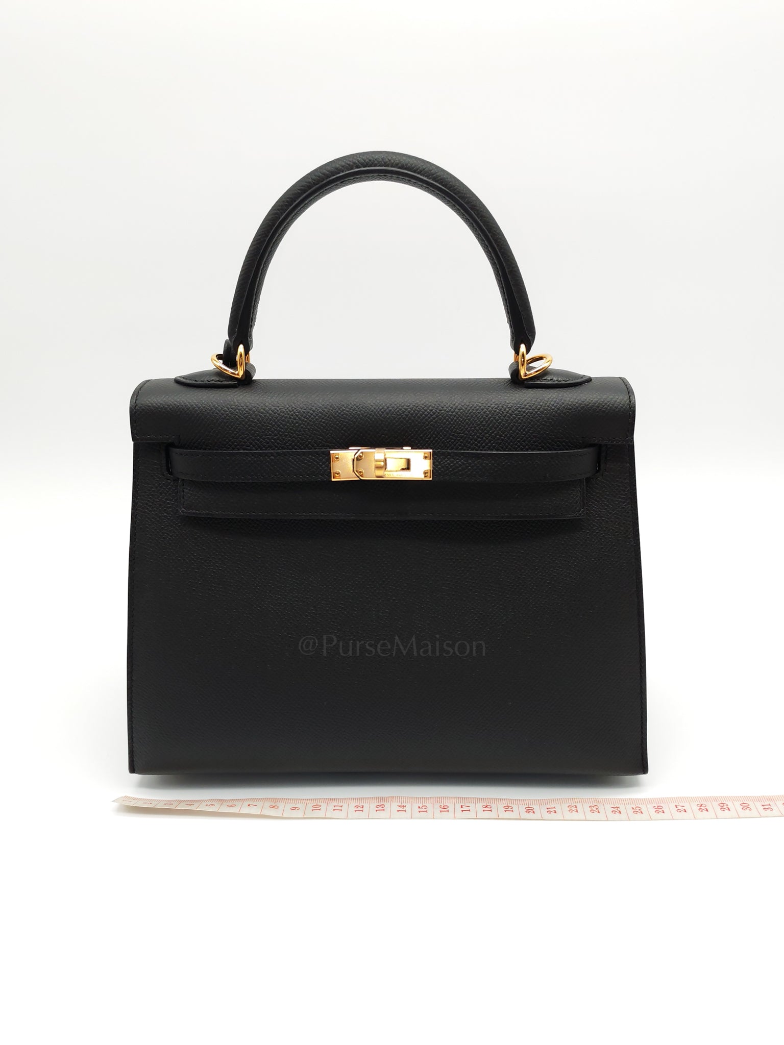 Kelly 25 Sellier Black/Noir Epsom Leather in Gold Hardware Stamp B(2023) | Purse Maison Luxury Bags Shop