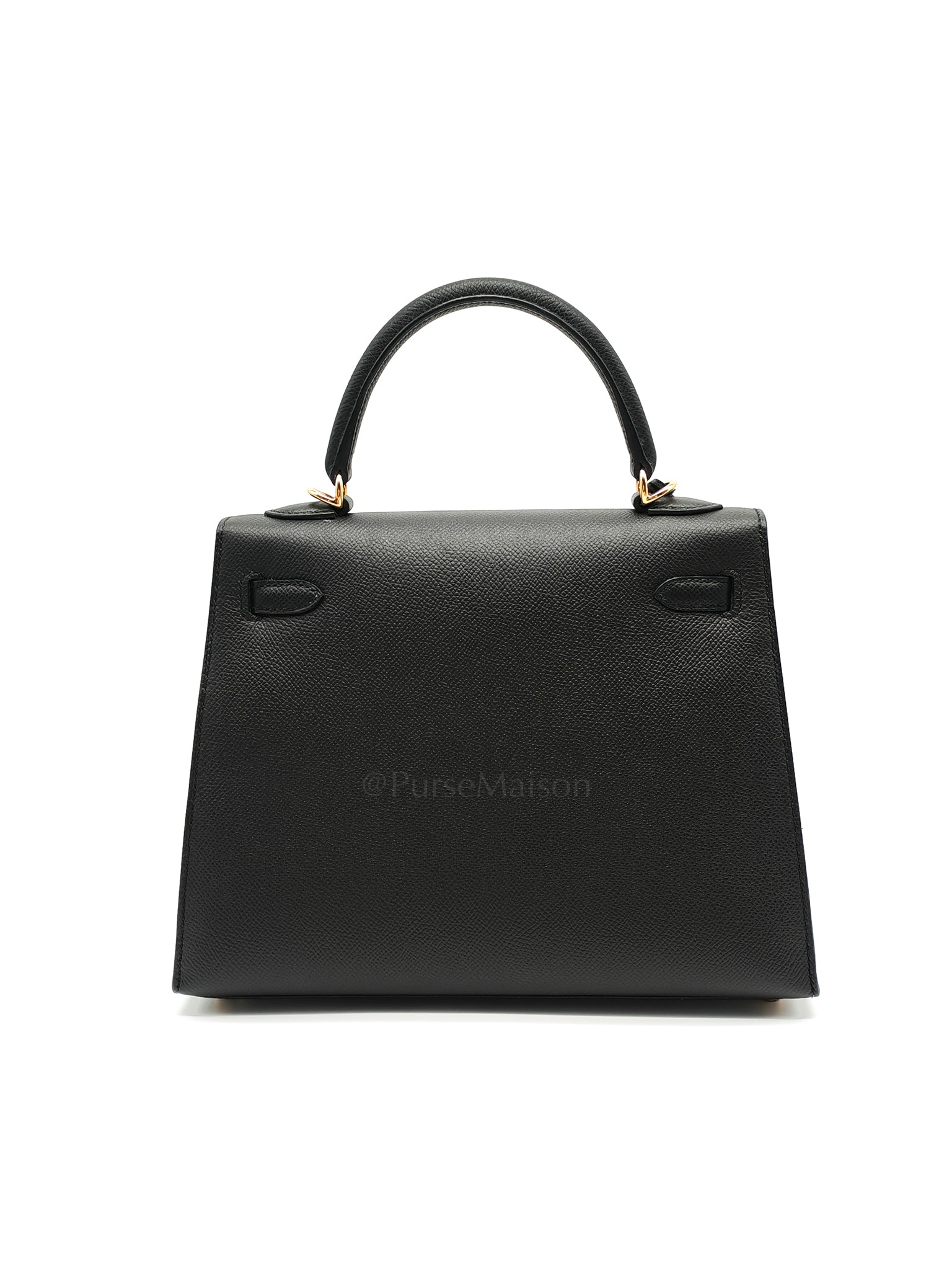 Kelly 25 Sellier Black/Noir Epsom Leather in Gold Hardware Stamp B(2023) | Purse Maison Luxury Bags Shop