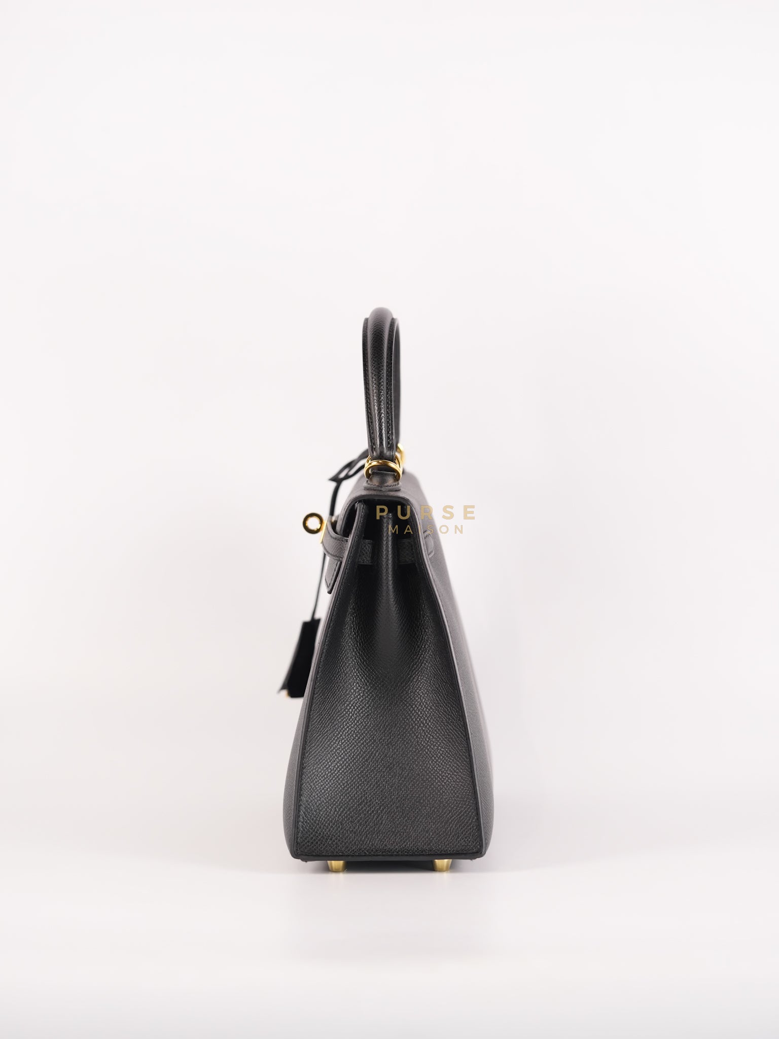 Kelly 25 Sellier in Black Epsom Leather and Gold Hardware Stamp Z (2021) | Purse Maison Luxury Bags Shop