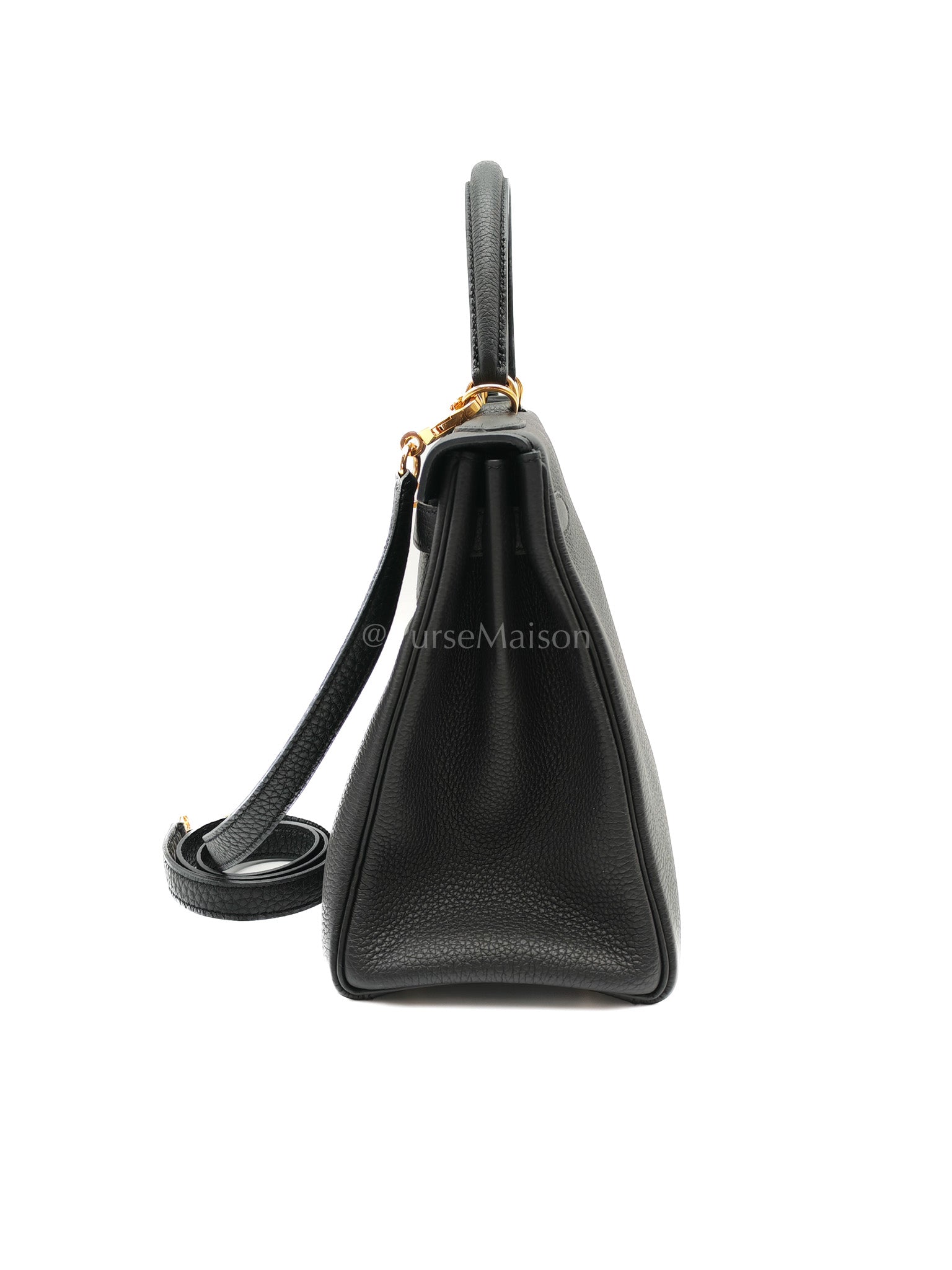 Kelly 28 Black/Noir Togo Leather in Gold Hardware Stamp C(2018) | Purse Maison Luxury Bags Shop