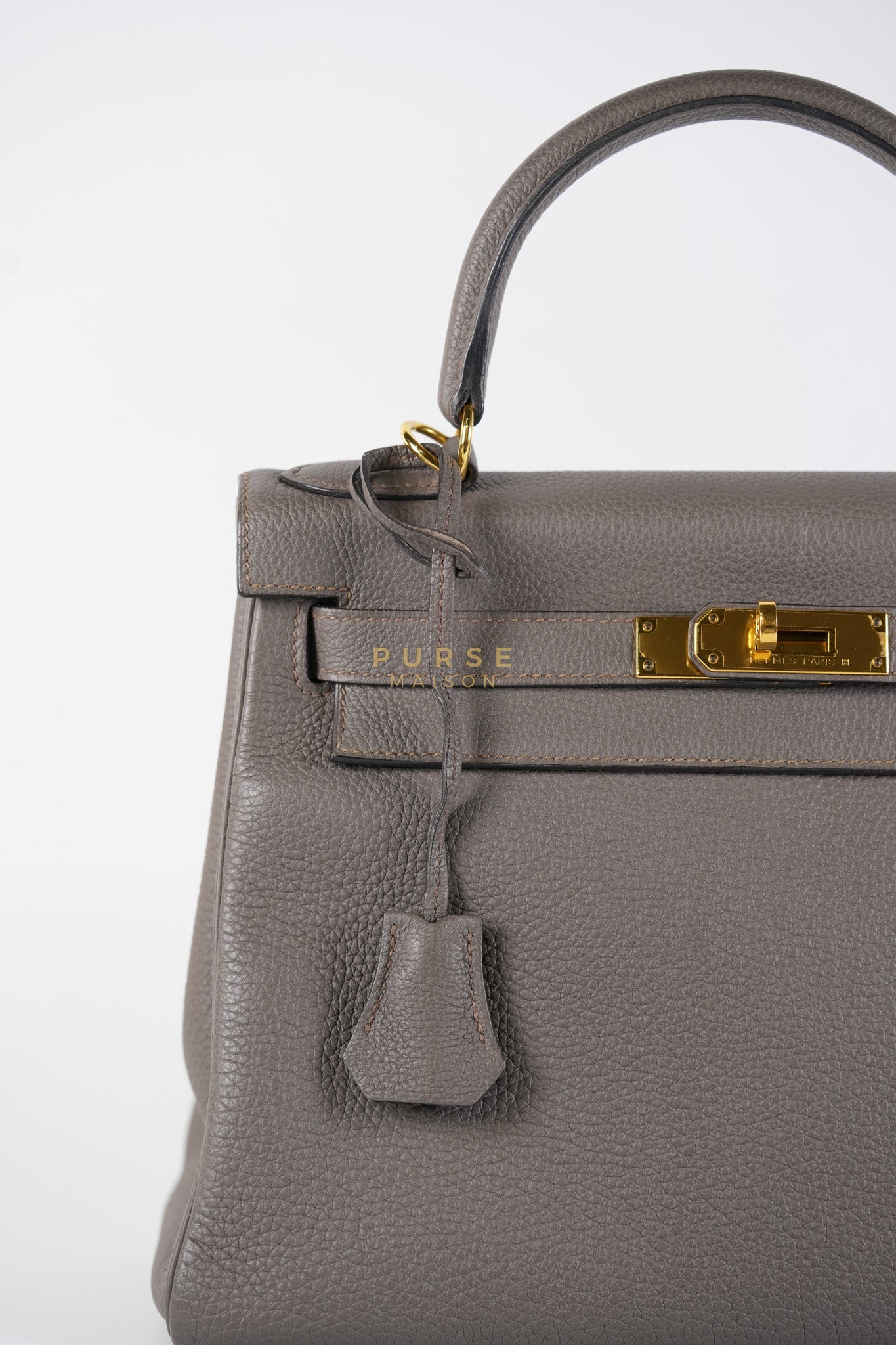 Kelly 28 Retourne Etain in Togo Leather and Gold Hardware Stamp A (2017) | Purse Maison Luxury Bags Shop