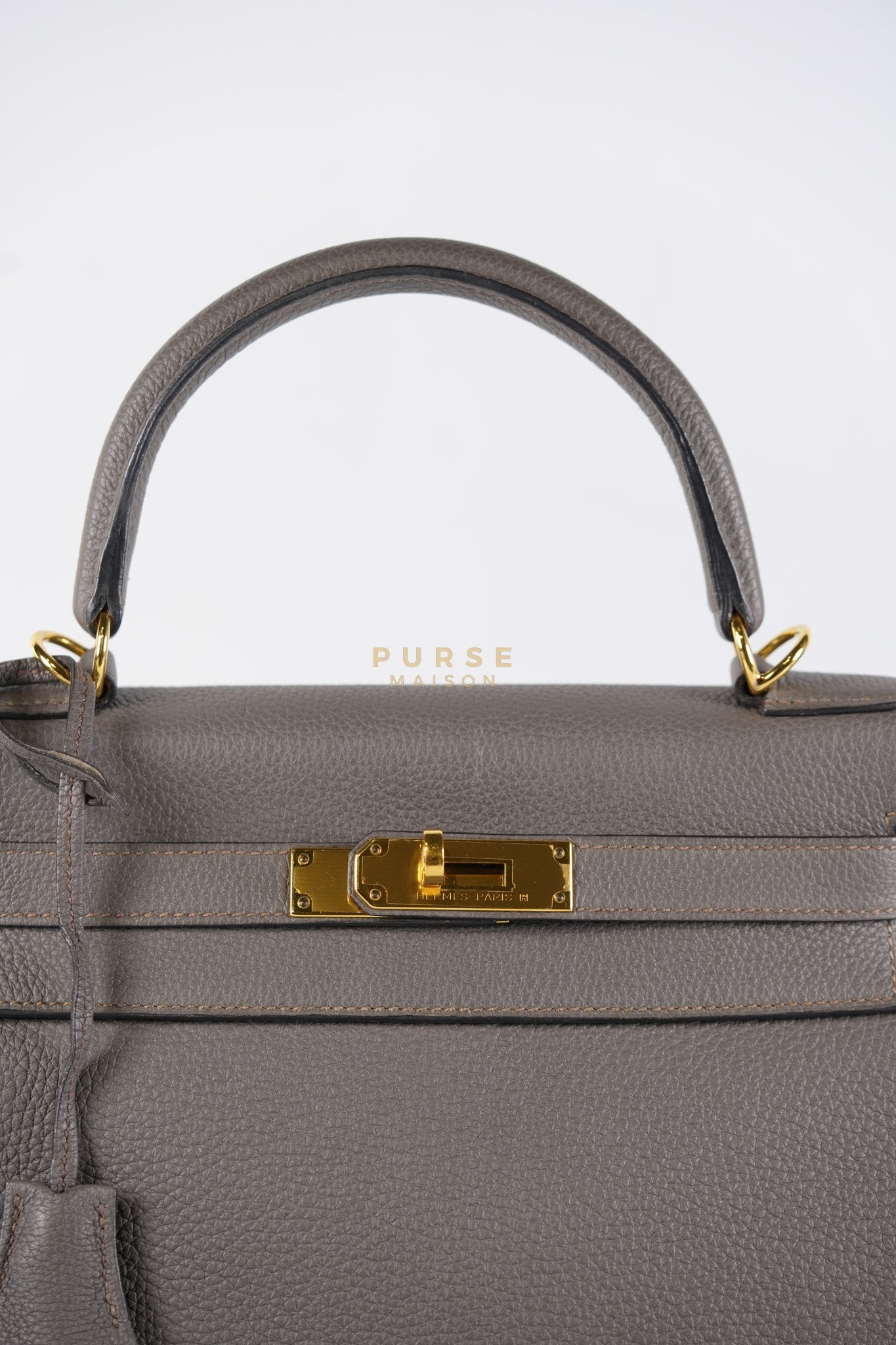 Kelly 28 Retourne Etain in Togo Leather and Gold Hardware Stamp A (2017) | Purse Maison Luxury Bags Shop