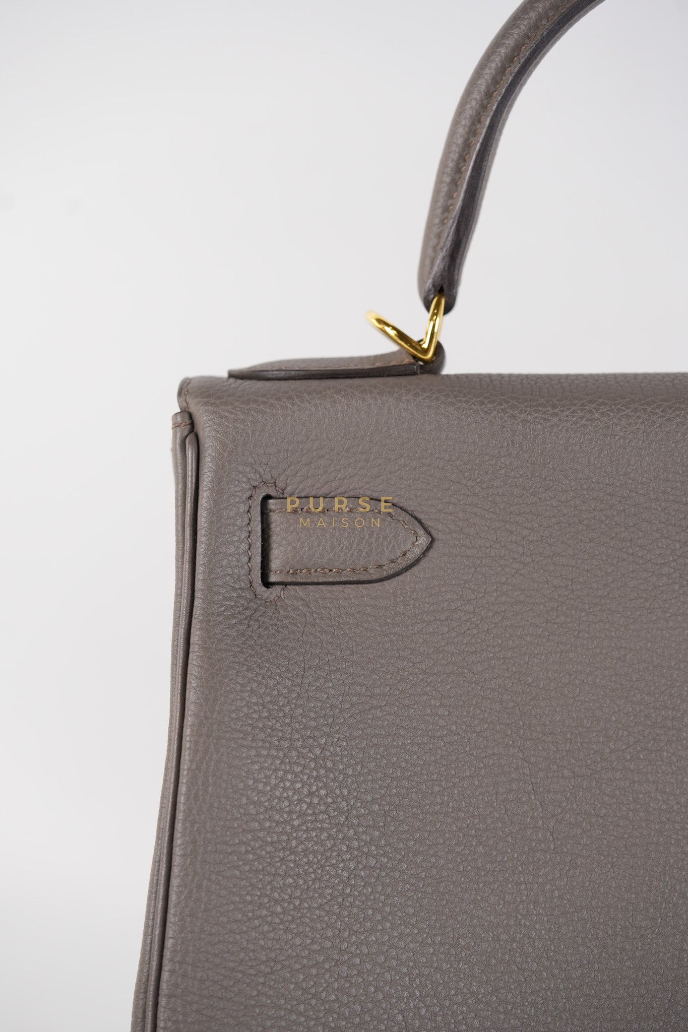 Kelly 28 Retourne Etain in Togo Leather and Gold Hardware Stamp A (2017) | Purse Maison Luxury Bags Shop