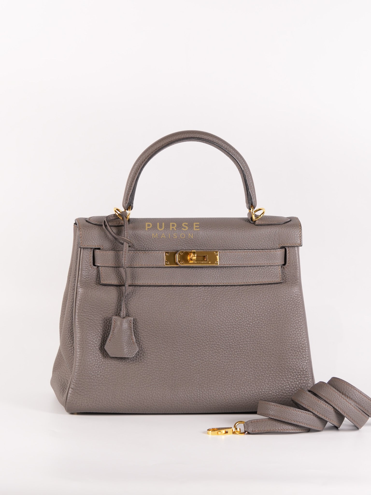 Kelly 28 Retourne Etain in Togo Leather and Gold Hardware Stamp A (2017) | Purse Maison Luxury Bags Shop