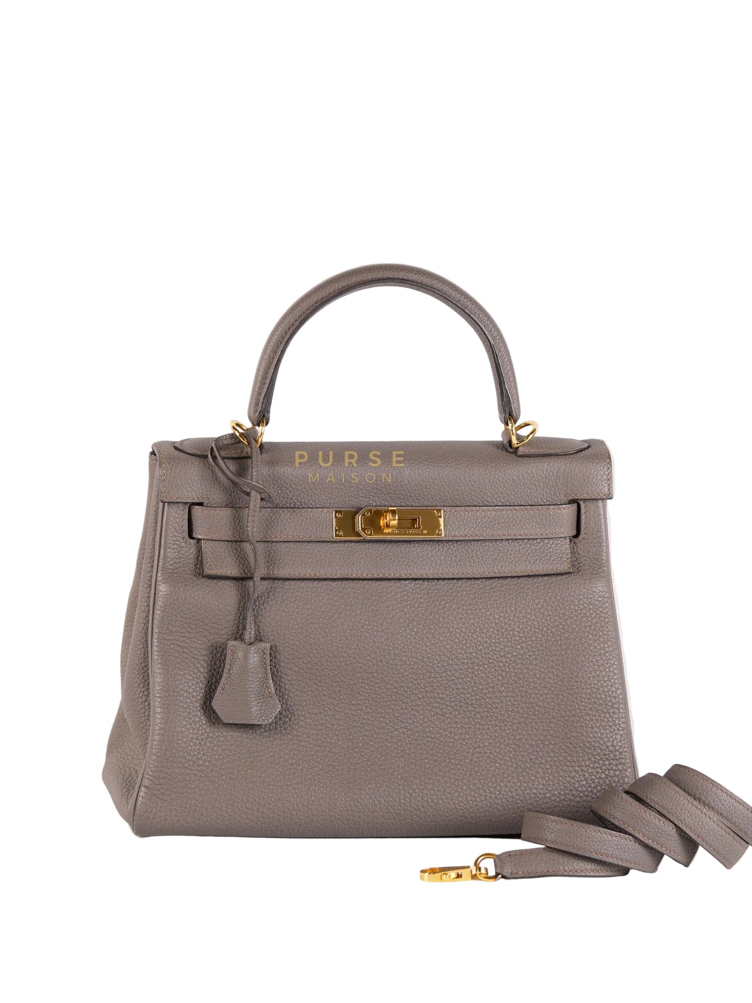 Kelly 28 Retourne Etain in Togo Leather and Gold Hardware Stamp A (2017) | Purse Maison Luxury Bags Shop