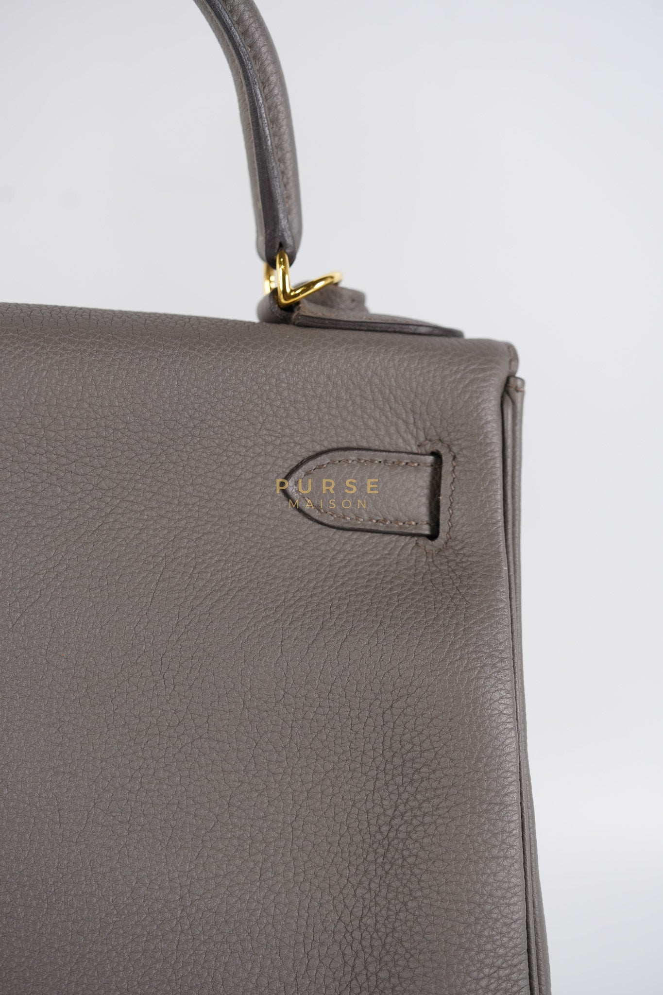 Kelly 28 Retourne Etain in Togo Leather and Gold Hardware Stamp A (2017) | Purse Maison Luxury Bags Shop