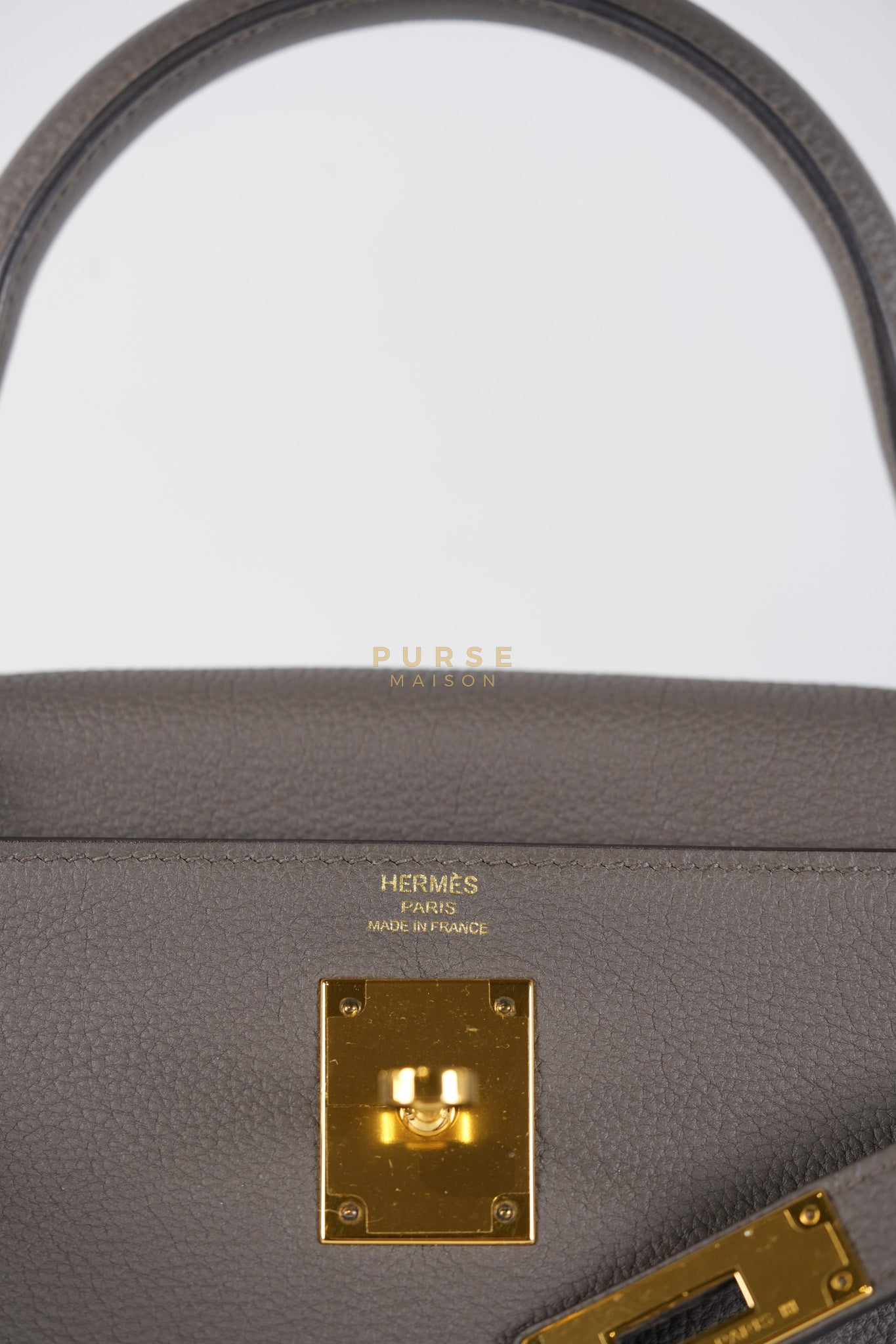 Kelly 28 Retourne Etain in Togo Leather and Gold Hardware Stamp A (2017) | Purse Maison Luxury Bags Shop