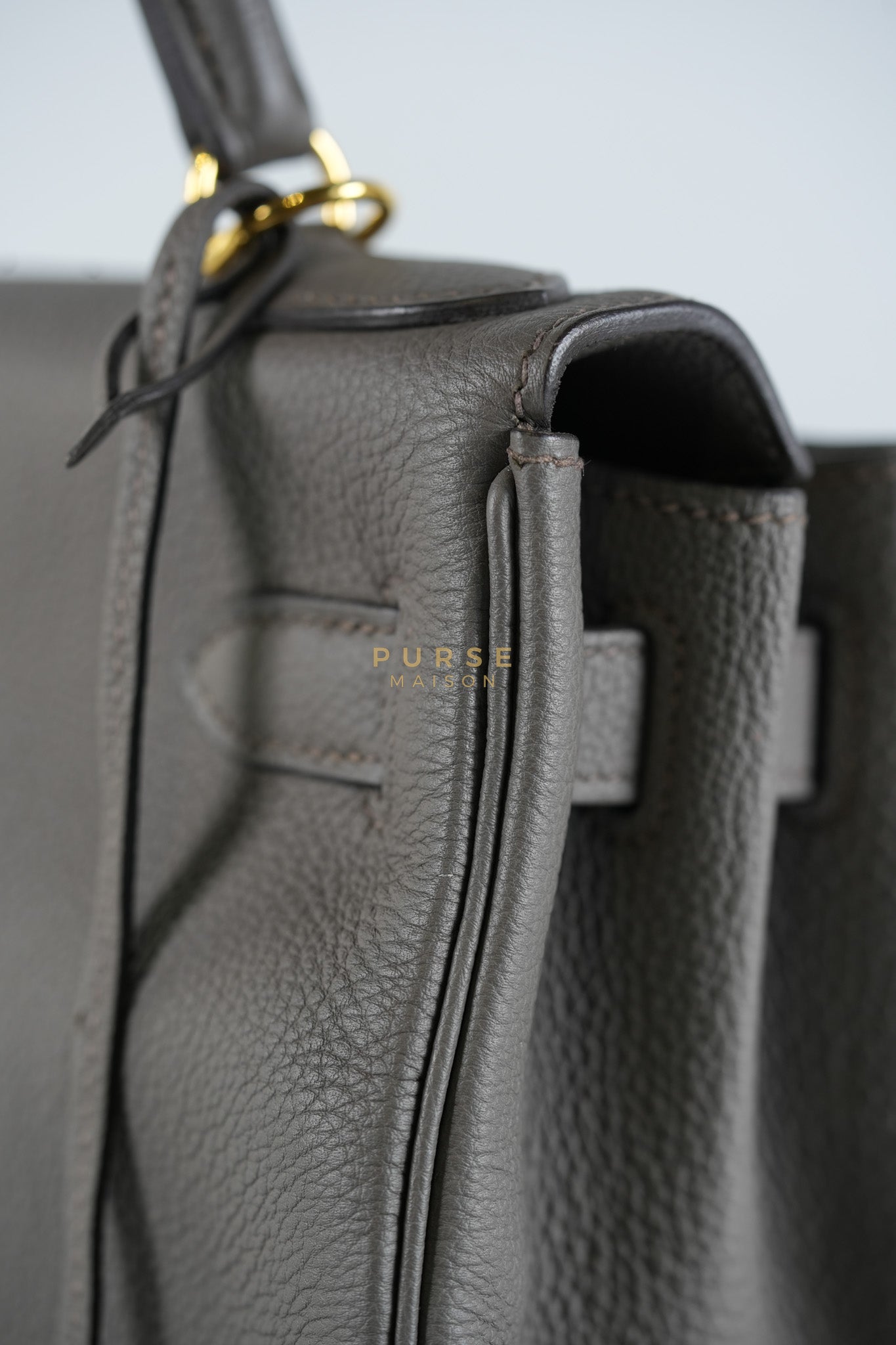 Kelly 28 Retourne Etain in Togo Leather and Gold Hardware Stamp A (2017) | Purse Maison Luxury Bags Shop