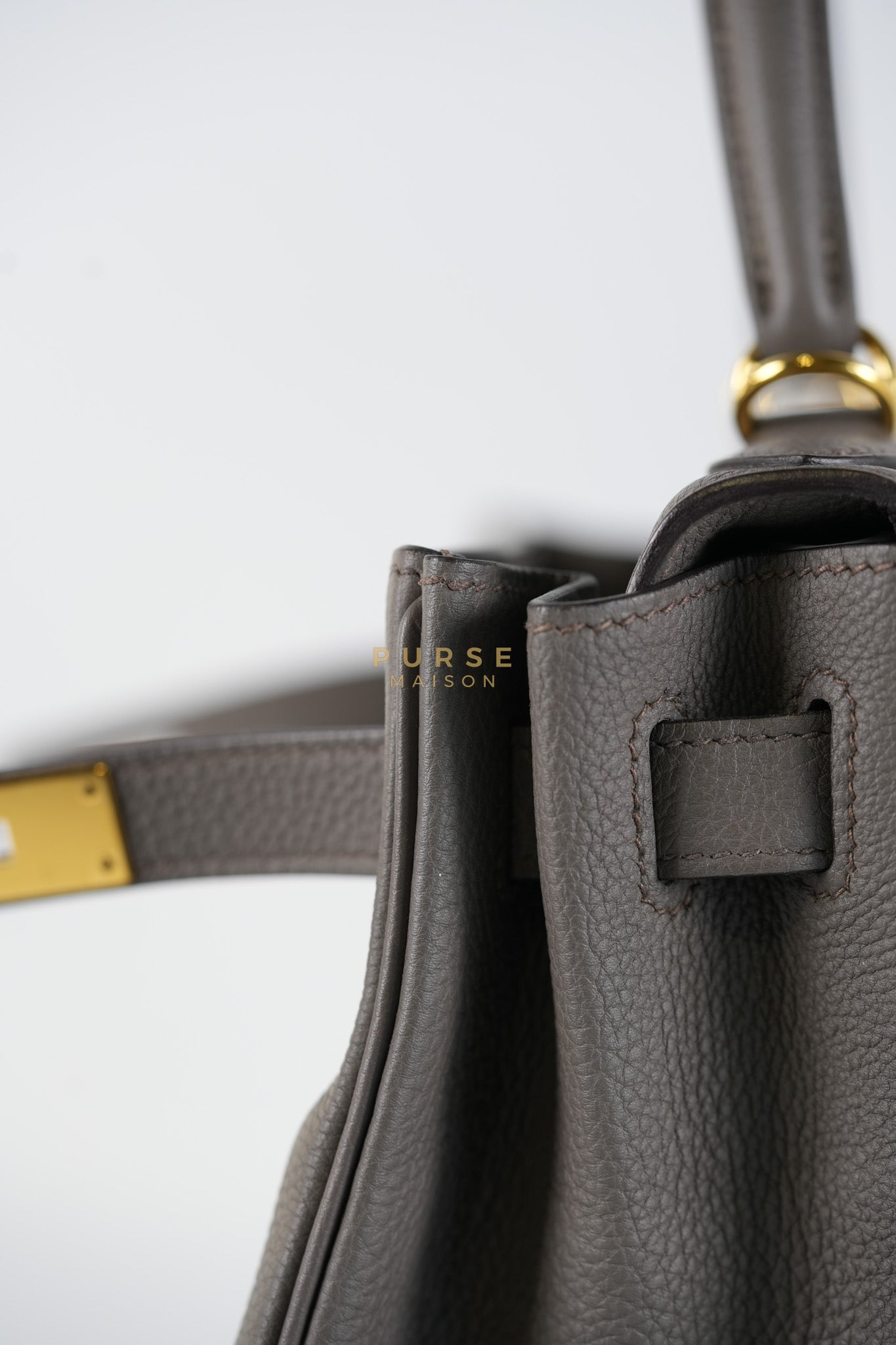 Kelly 28 Retourne Etain in Togo Leather and Gold Hardware Stamp A (2017) | Purse Maison Luxury Bags Shop