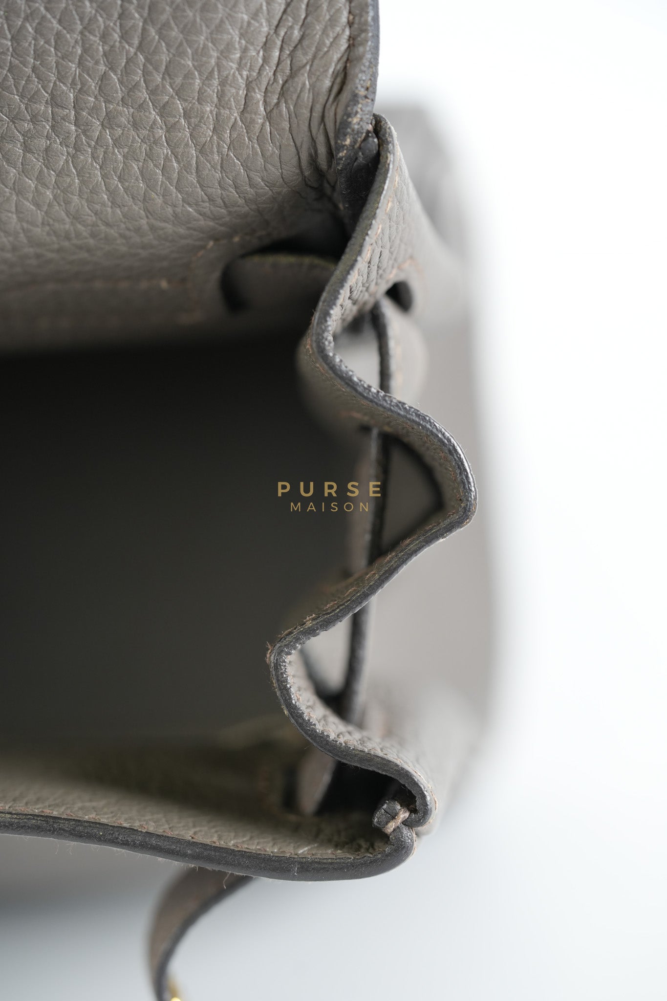 Kelly 28 Retourne Etain in Togo Leather and Gold Hardware Stamp A (2017) | Purse Maison Luxury Bags Shop