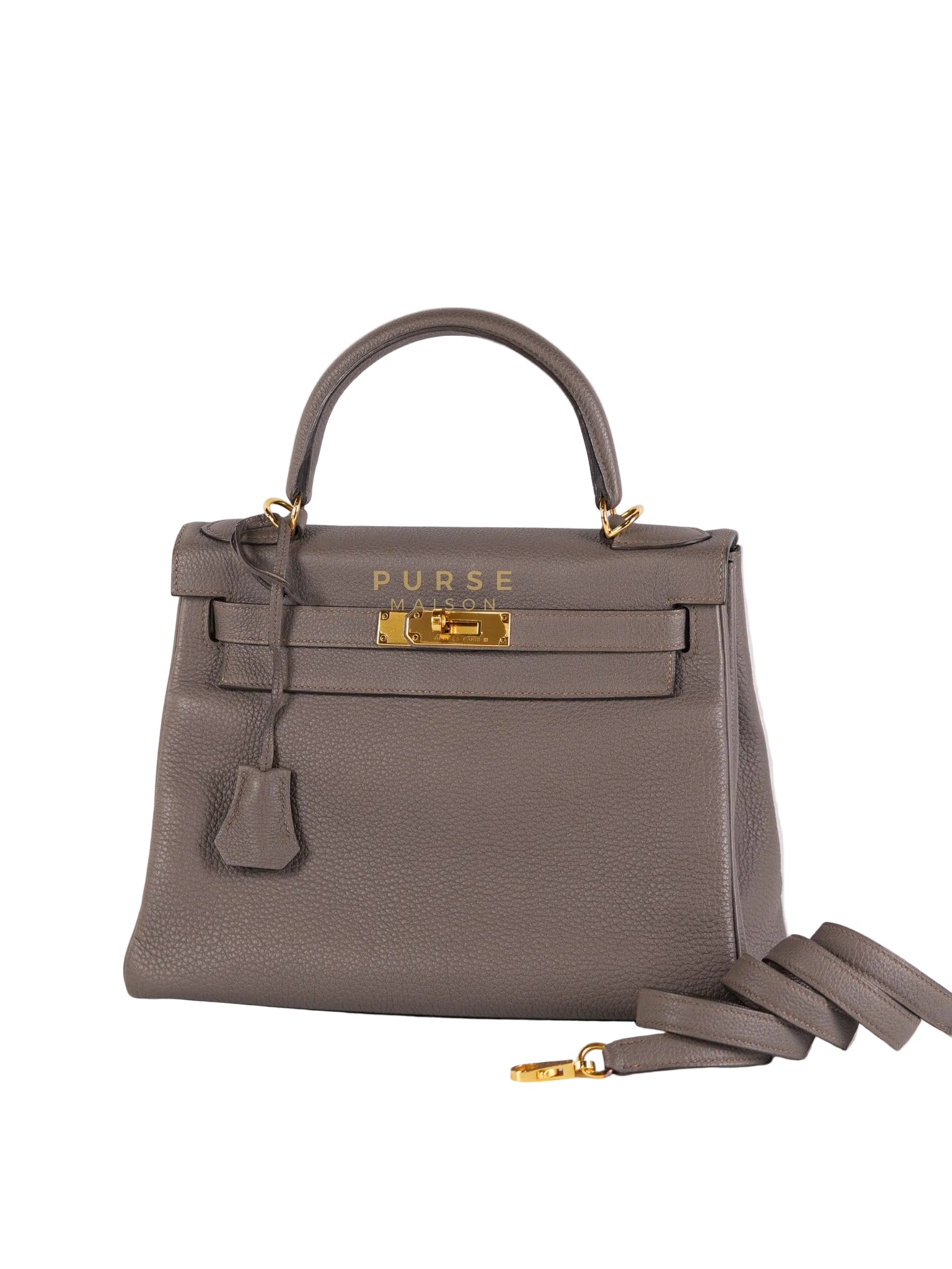 Kelly 28 Retourne Etain in Togo Leather and Gold Hardware Stamp A (2017) | Purse Maison Luxury Bags Shop