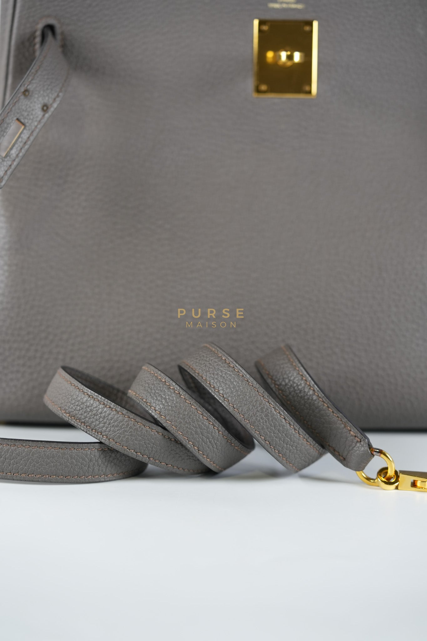 Kelly 28 Retourne Etain in Togo Leather and Gold Hardware Stamp A (2017) | Purse Maison Luxury Bags Shop