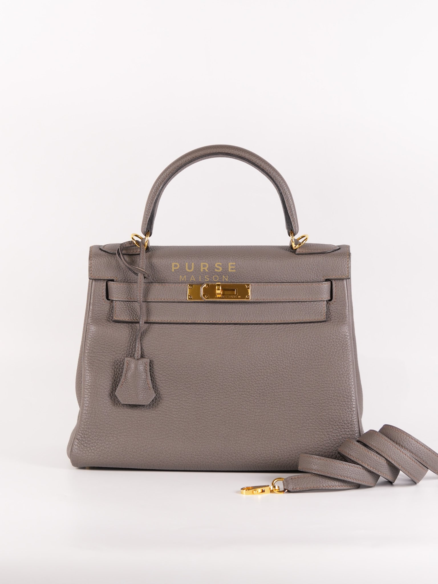 Kelly 28 Retourne Etain in Togo Leather and Gold Hardware Stamp A (2017) | Purse Maison Luxury Bags Shop