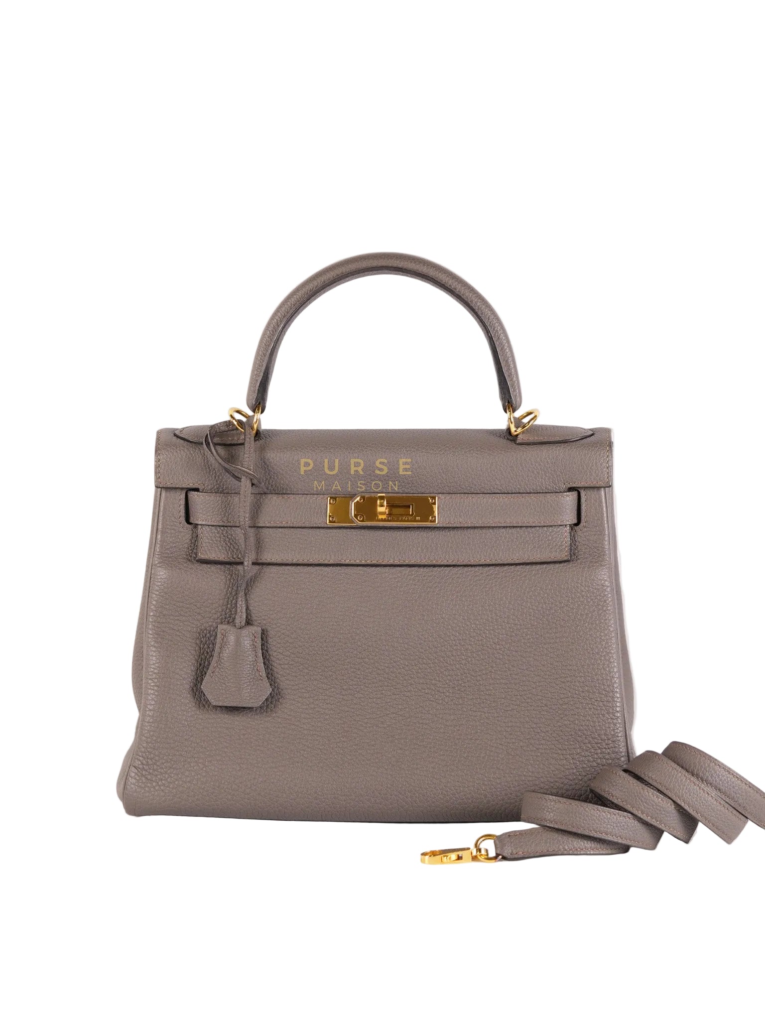 Kelly 28 Retourne Etain in Togo Leather and Gold Hardware Stamp A (2017) | Purse Maison Luxury Bags Shop