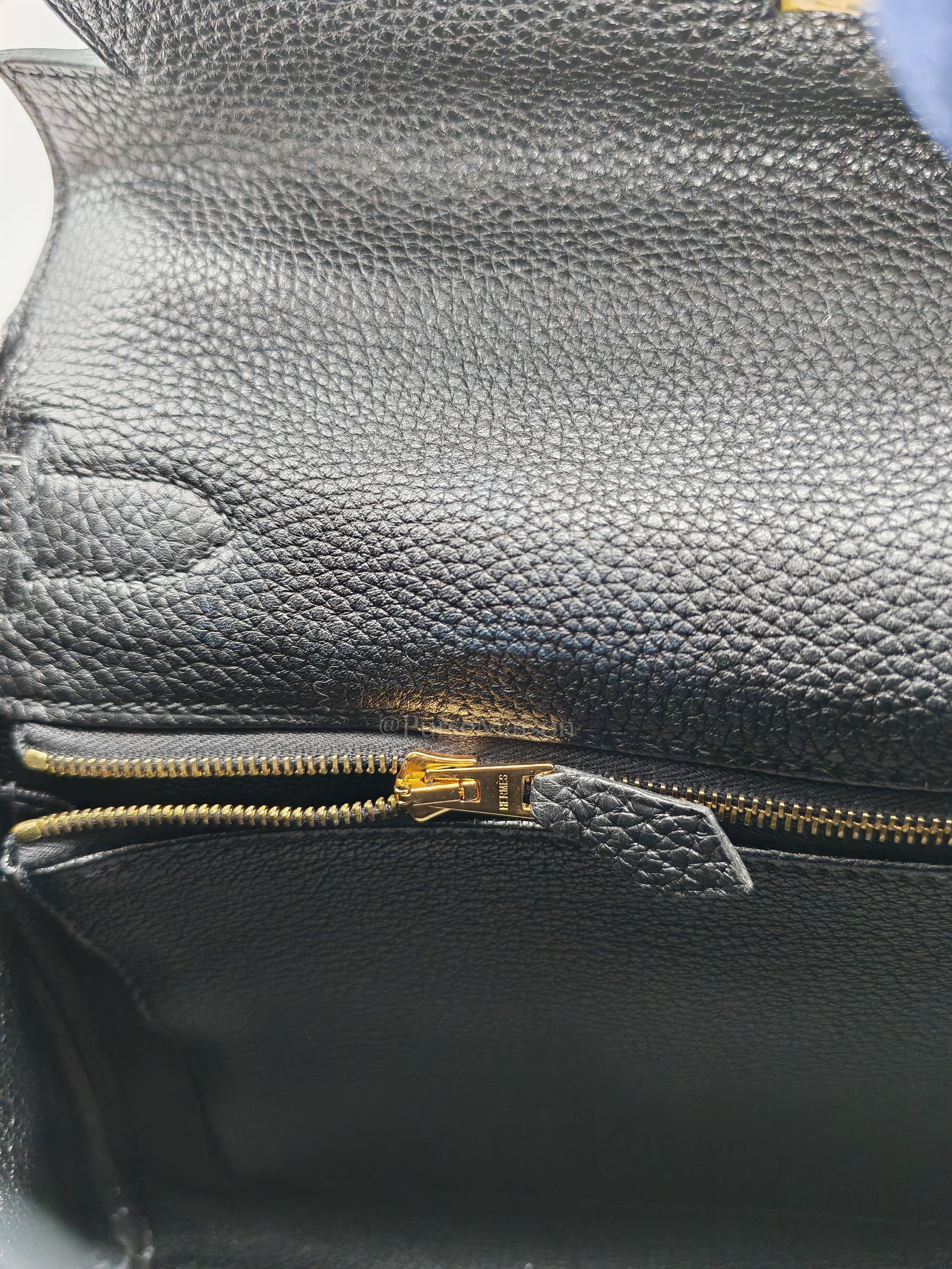 Kelly 28 Retourne in Black Togo Leather & Gold Hardware Stamp Square M (2009) | Purse Maison Luxury Bags Shop
