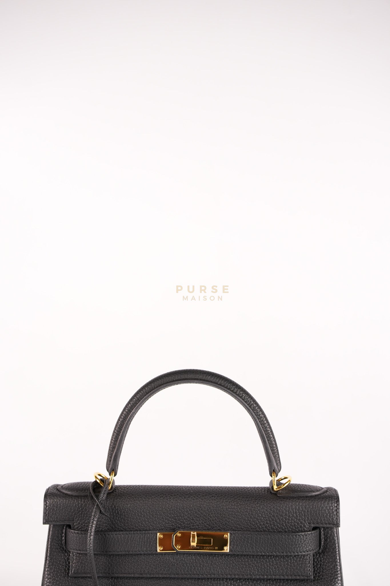 Kelly 28 Retourne in Black Togo Leather in Gold Hardware Stamp X (2016) | Purse Maison Luxury Bags Shop