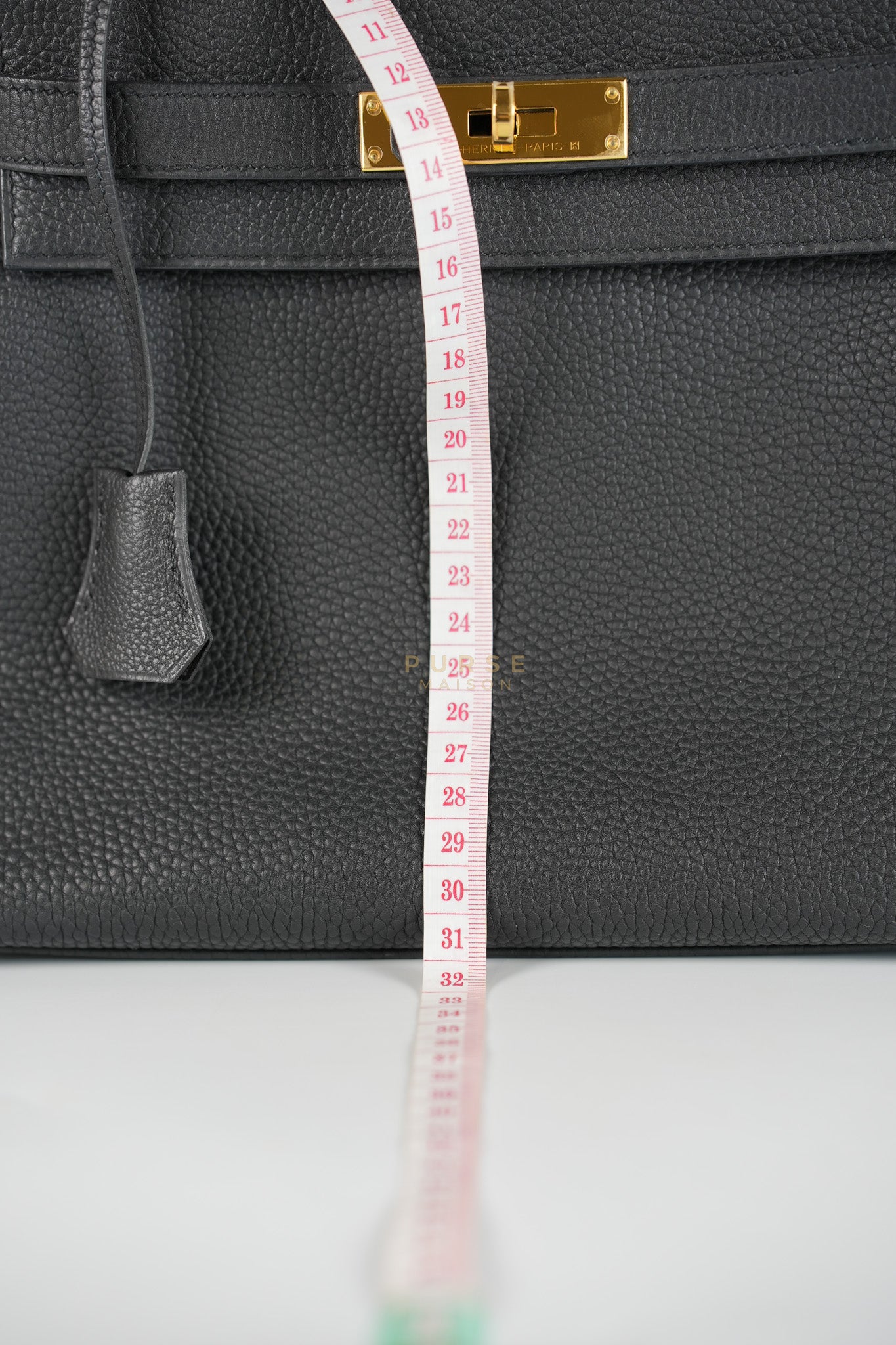 Kelly 28 Retourne in Black Togo Leather in Gold Hardware Stamp X (2016) | Purse Maison Luxury Bags Shop