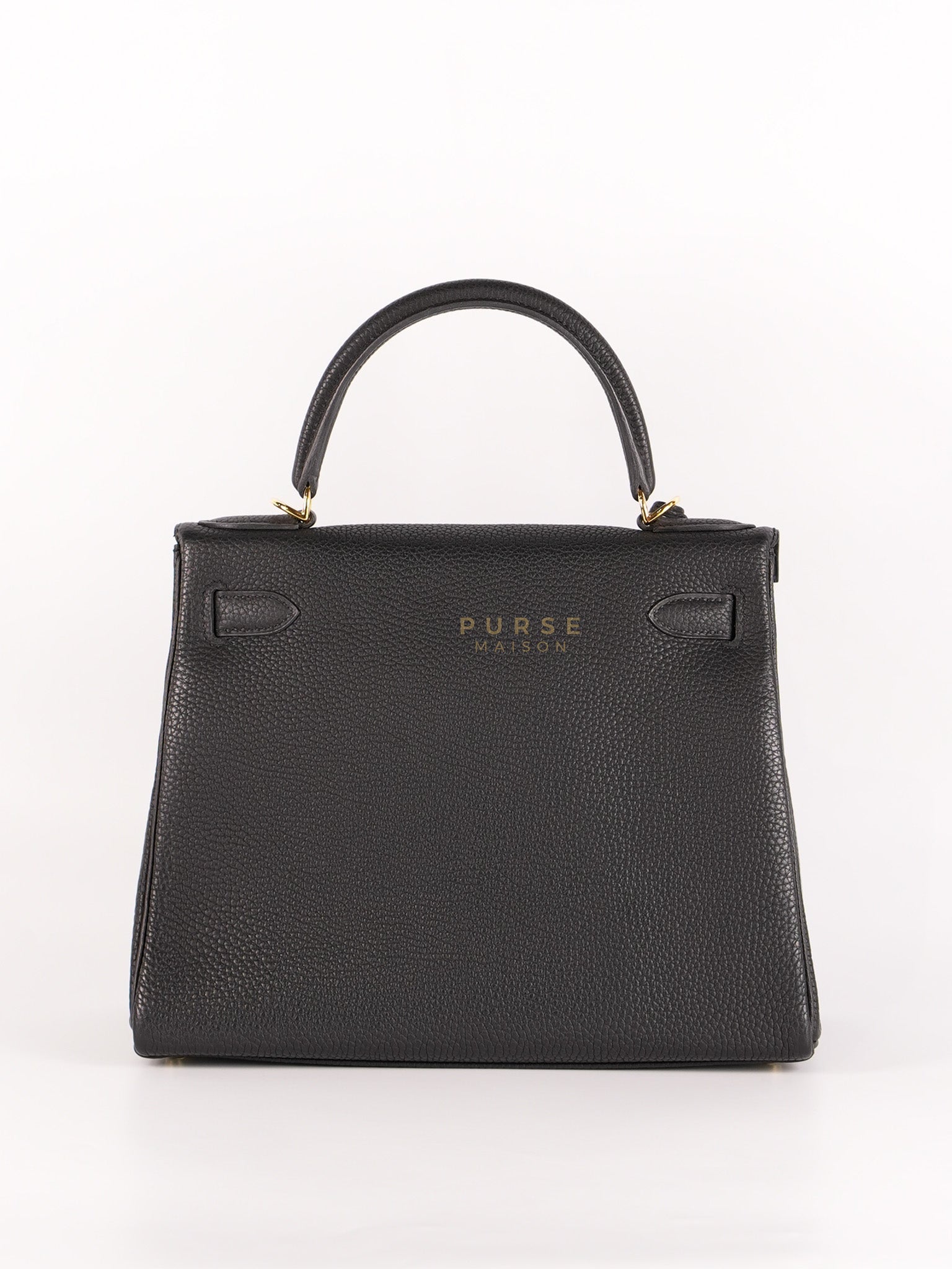 Kelly 28 Retourne in Black Togo Leather in Gold Hardware Stamp X (2016) | Purse Maison Luxury Bags Shop