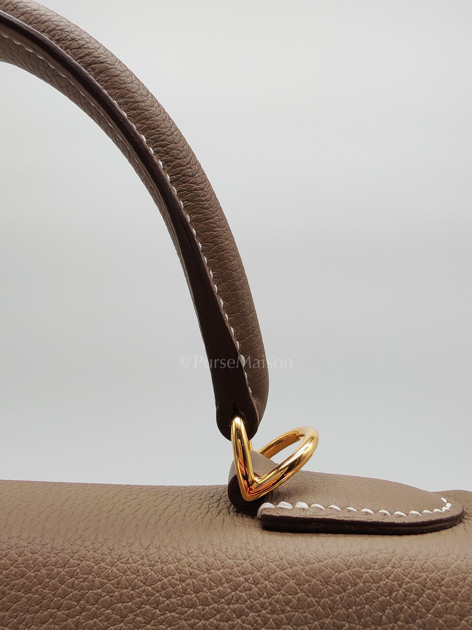 Kelly 28 Retourne in Etoupe Togo Leather and Gold Hardware Stamp U (2022) | Purse Maison Luxury Bags Shop