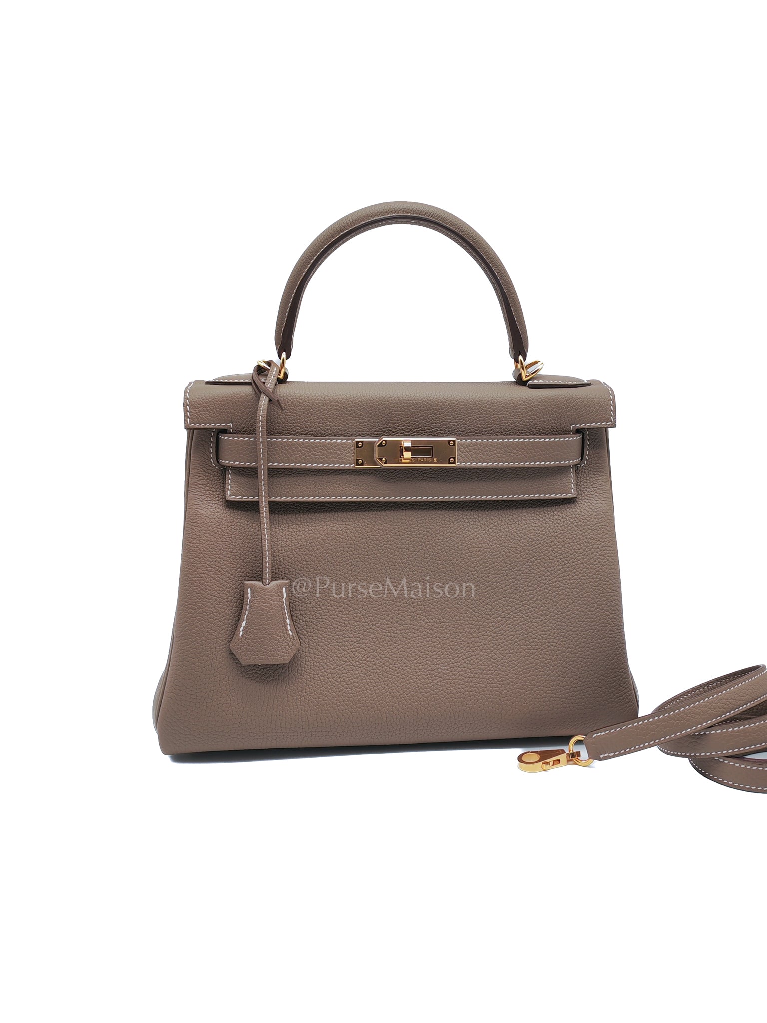 Kelly 28 Retourne in Etoupe Togo Leather and Gold Hardware Stamp U (2022) | Purse Maison Luxury Bags Shop