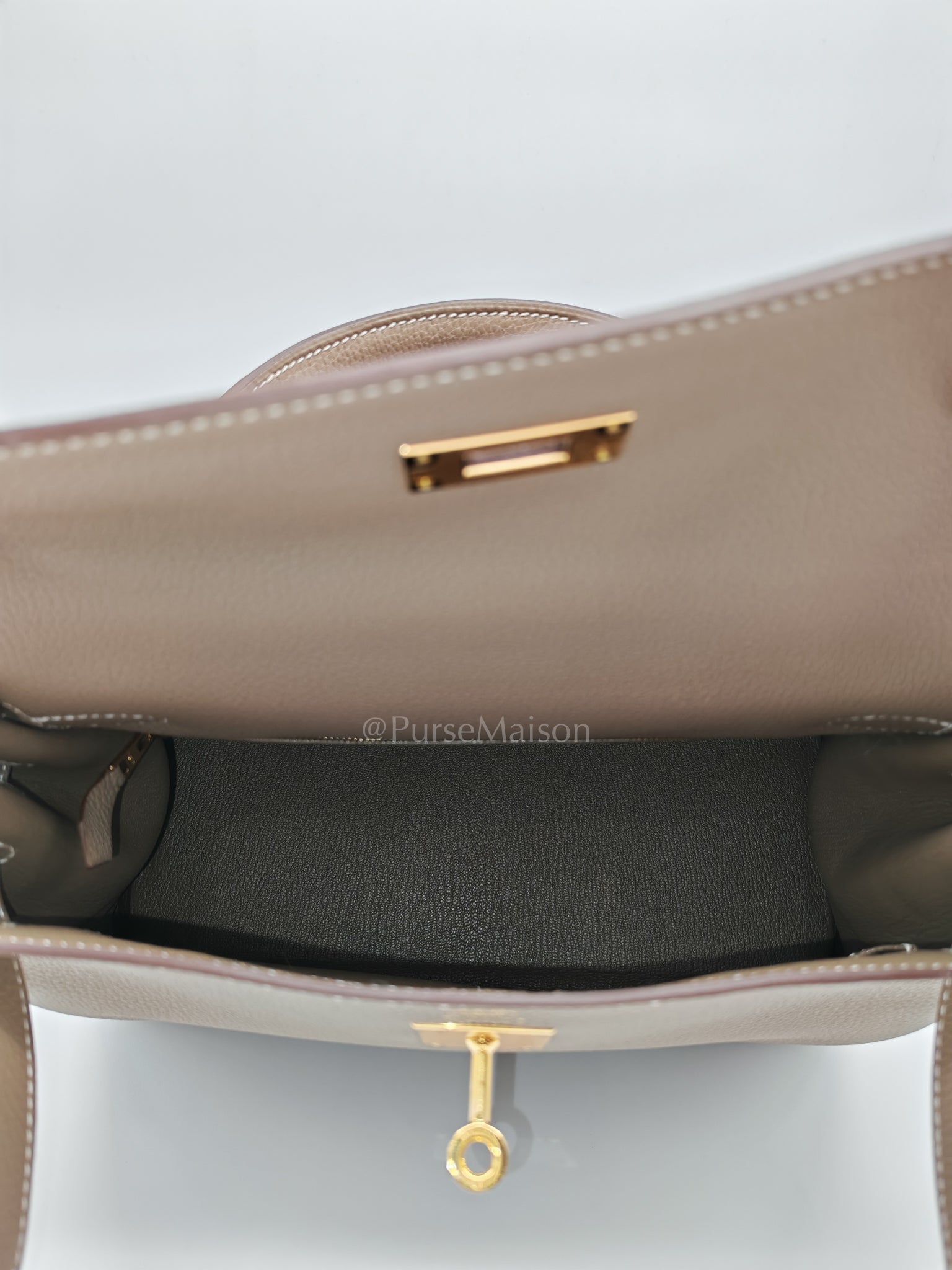 Kelly 28 Retourne in Etoupe Togo Leather and Gold Hardware Stamp U (2022) | Purse Maison Luxury Bags Shop