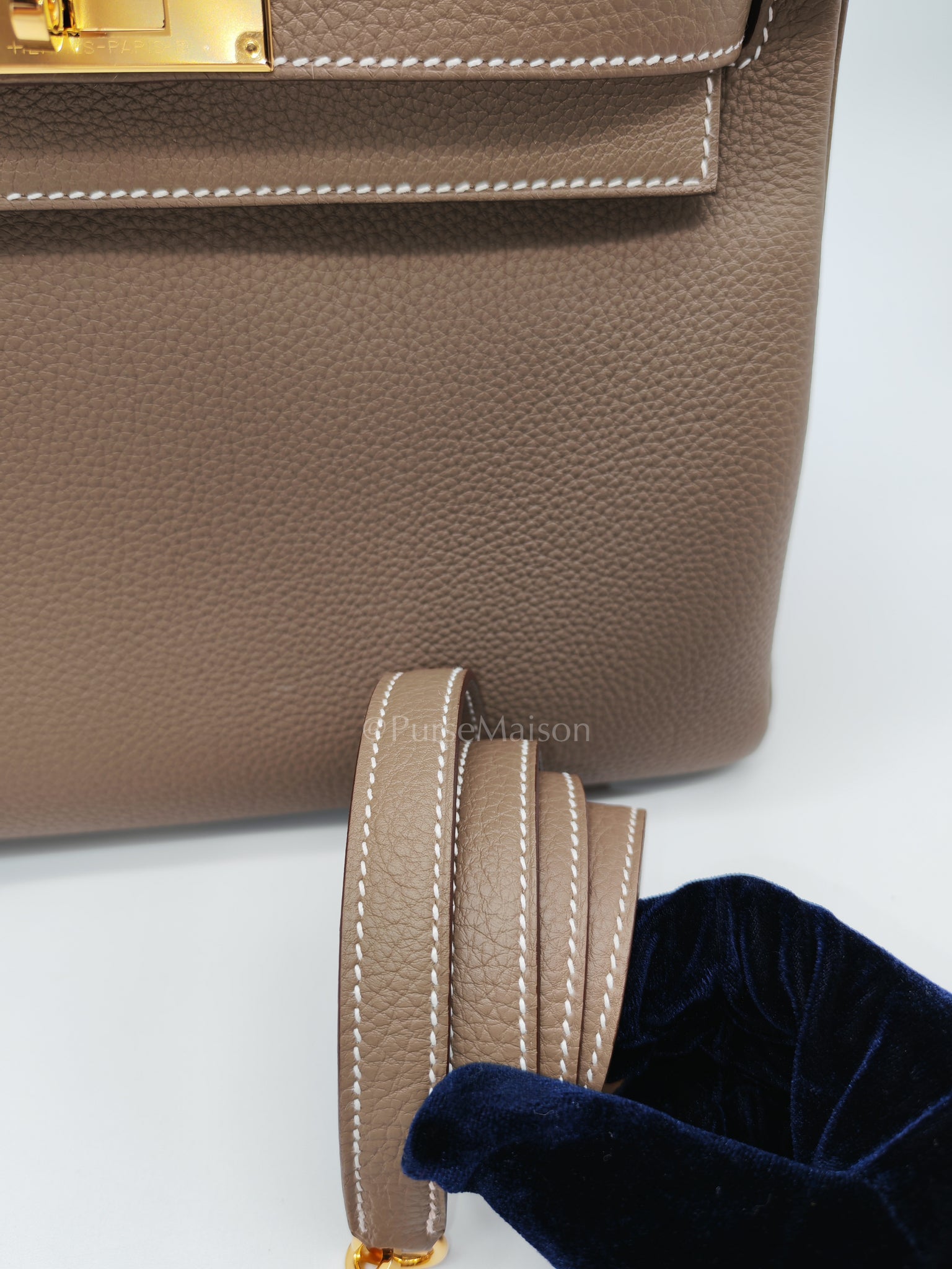 Kelly 28 Retourne in Etoupe Togo Leather and Gold Hardware Stamp U (2022) | Purse Maison Luxury Bags Shop