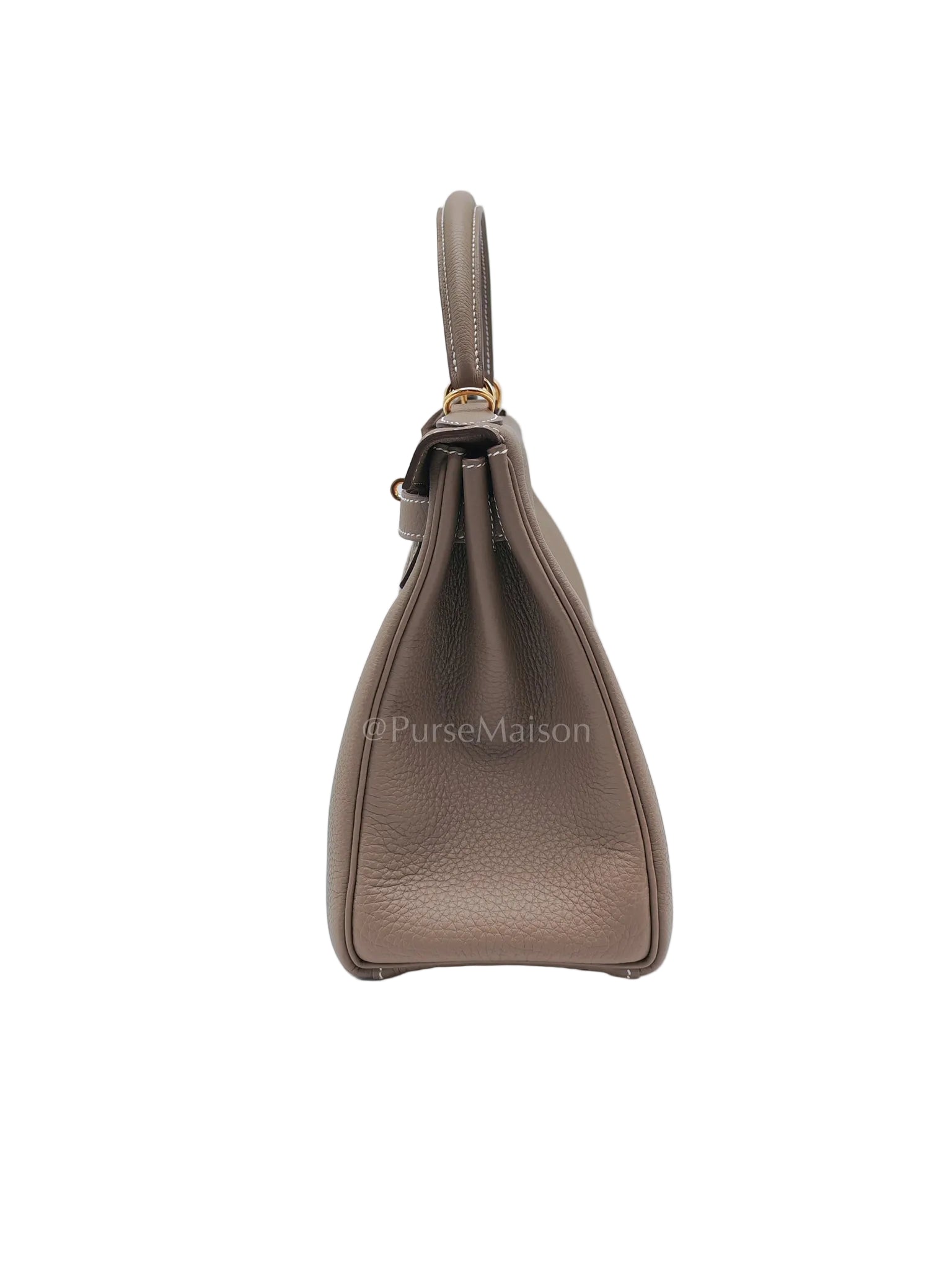 Kelly 28 Retourne in Etoupe Togo Leather and Gold Hardware Stamp U (2022) | Purse Maison Luxury Bags Shop