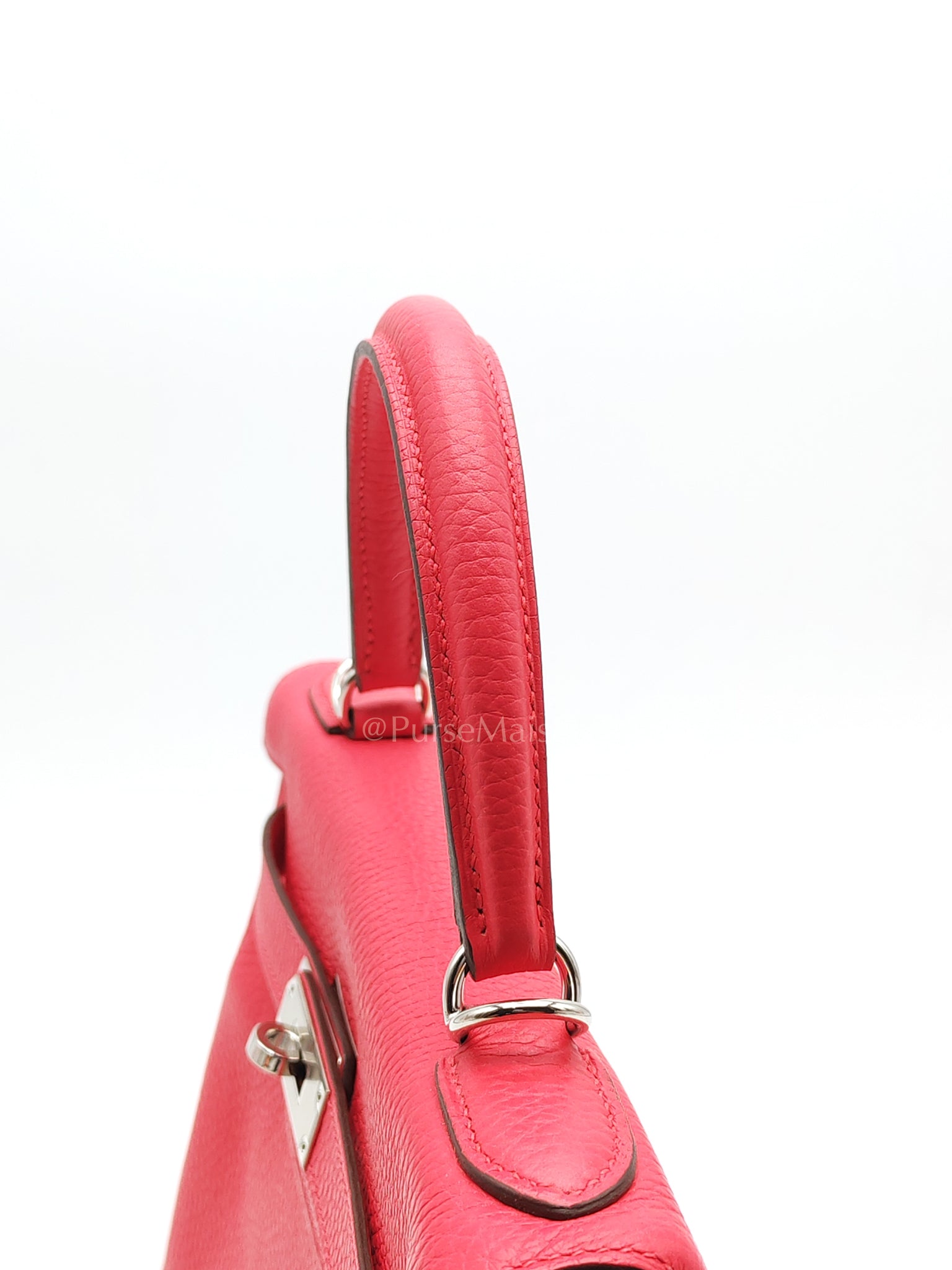 Kelly 28 Retourne in Rose Extreme Clemence in Palladium Hardware Stamp D (2019) | Purse Maison Luxury Bags Shop