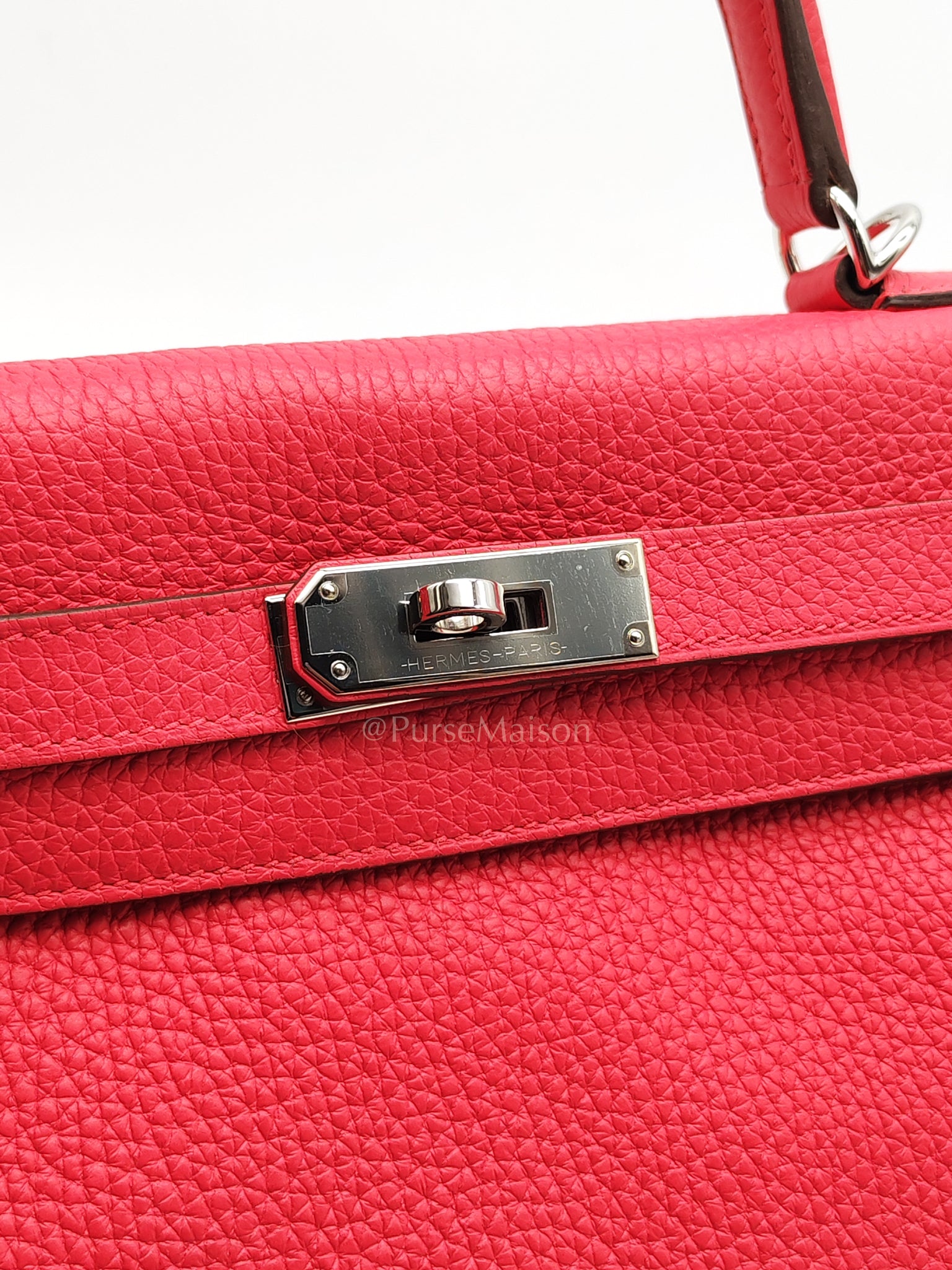 Kelly 28 Retourne in Rose Extreme Clemence in Palladium Hardware Stamp D (2019) | Purse Maison Luxury Bags Shop