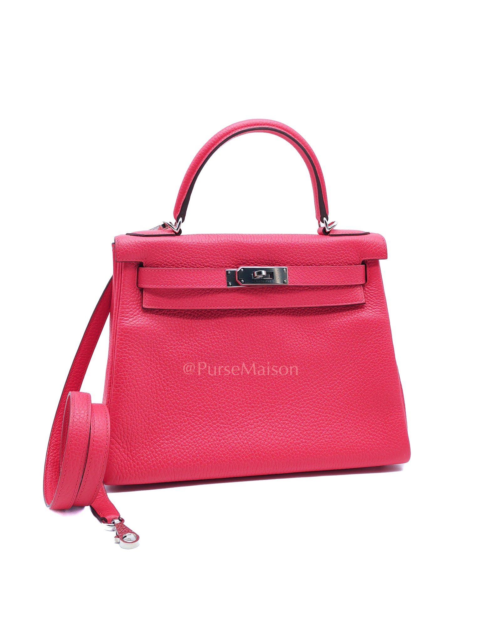 Kelly 28 Retourne in Rose Extreme Clemence in Palladium Hardware Stamp D (2019) | Purse Maison Luxury Bags Shop