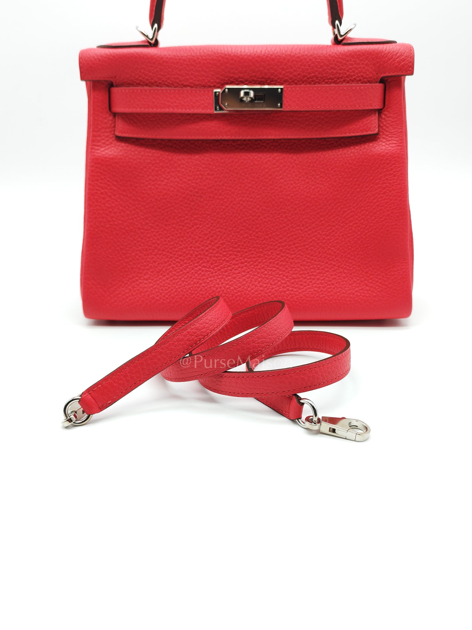 Kelly 28 Retourne in Rose Extreme Clemence in Palladium Hardware Stamp D (2019) | Purse Maison Luxury Bags Shop