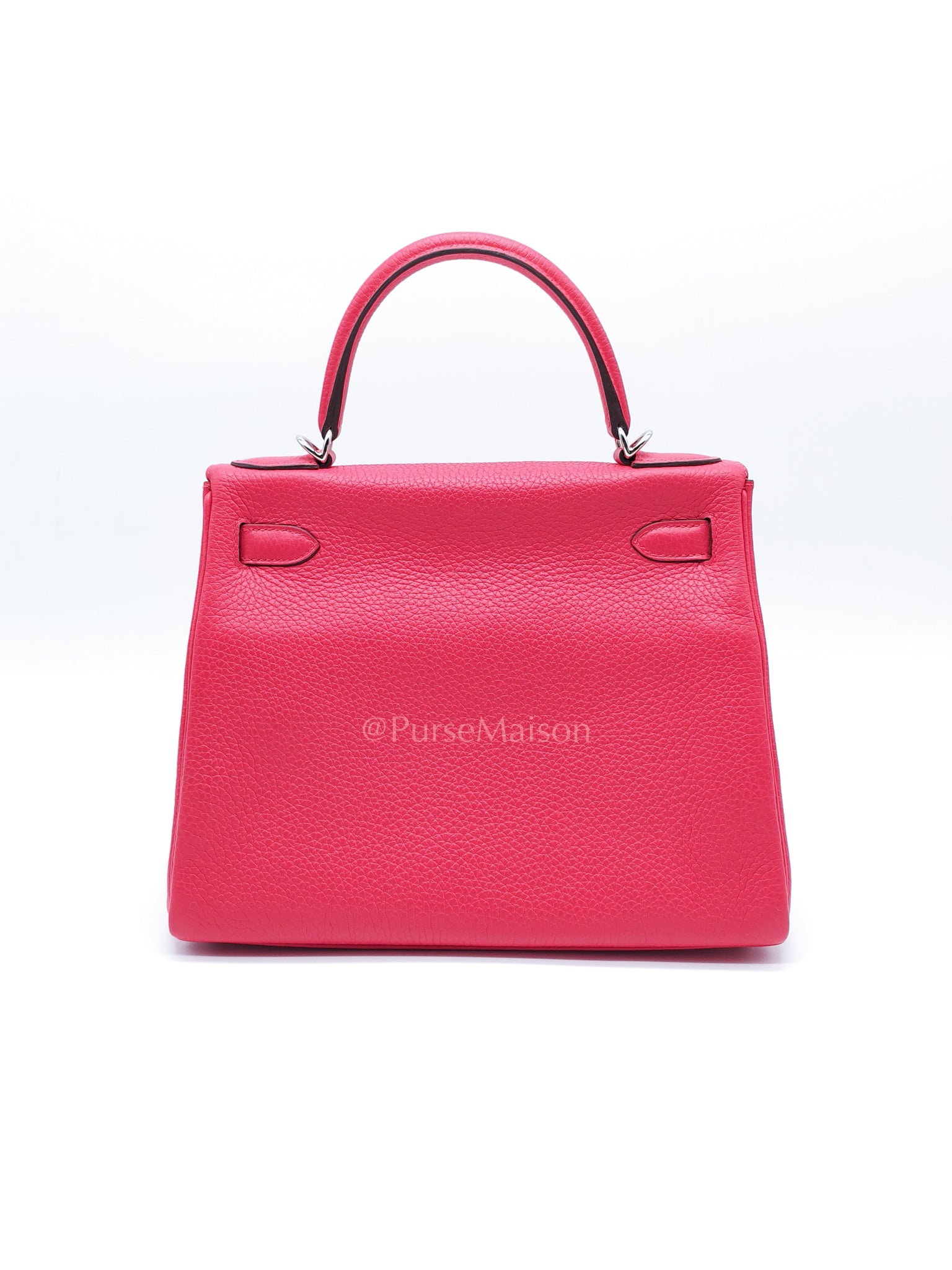 Kelly 28 Retourne in Rose Extreme Clemence in Palladium Hardware Stamp D (2019) | Purse Maison Luxury Bags Shop